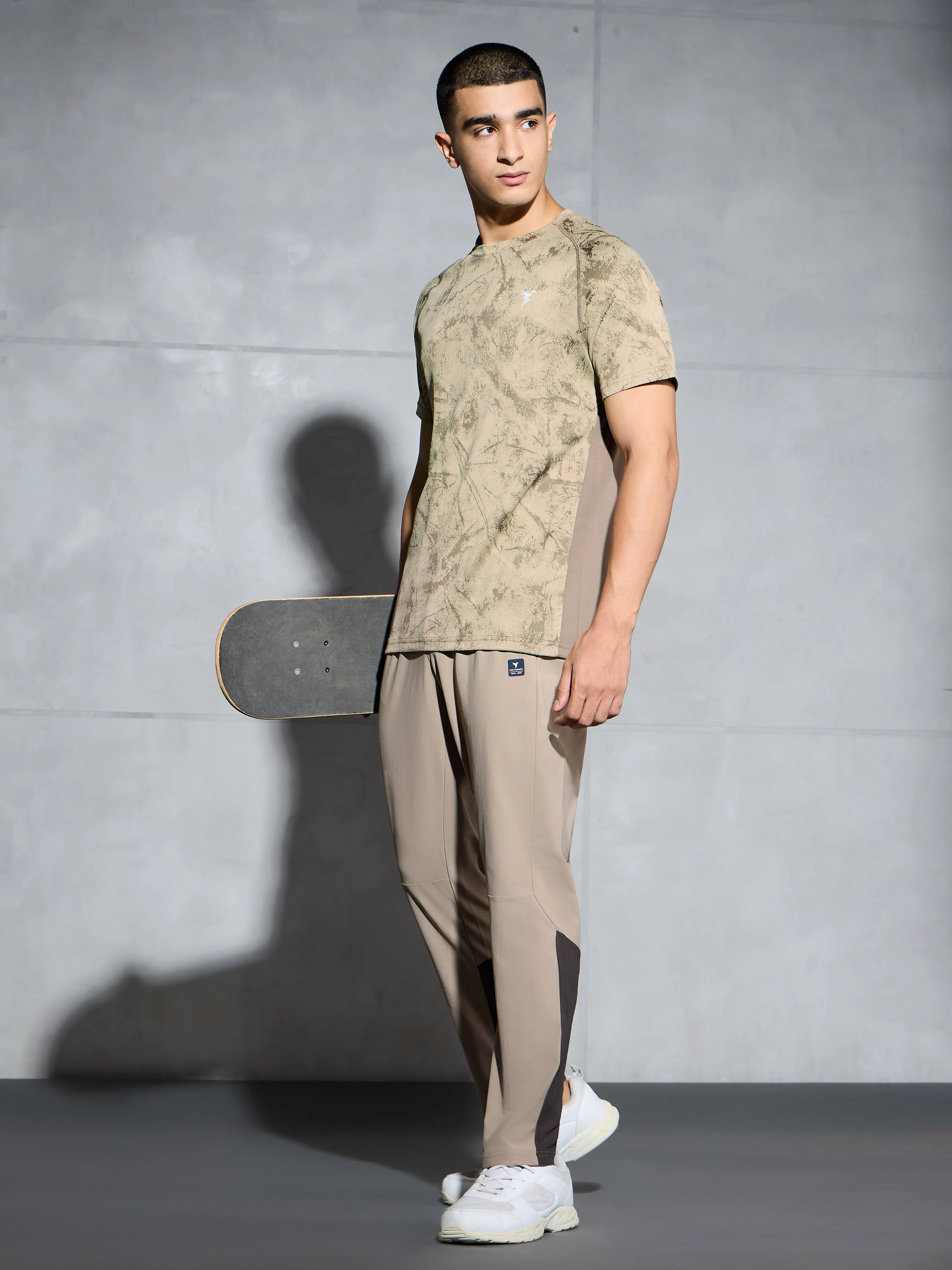 Men Self Design Slim Fit Crew Neck T-shirt with DOUBLE COOL - Image 5