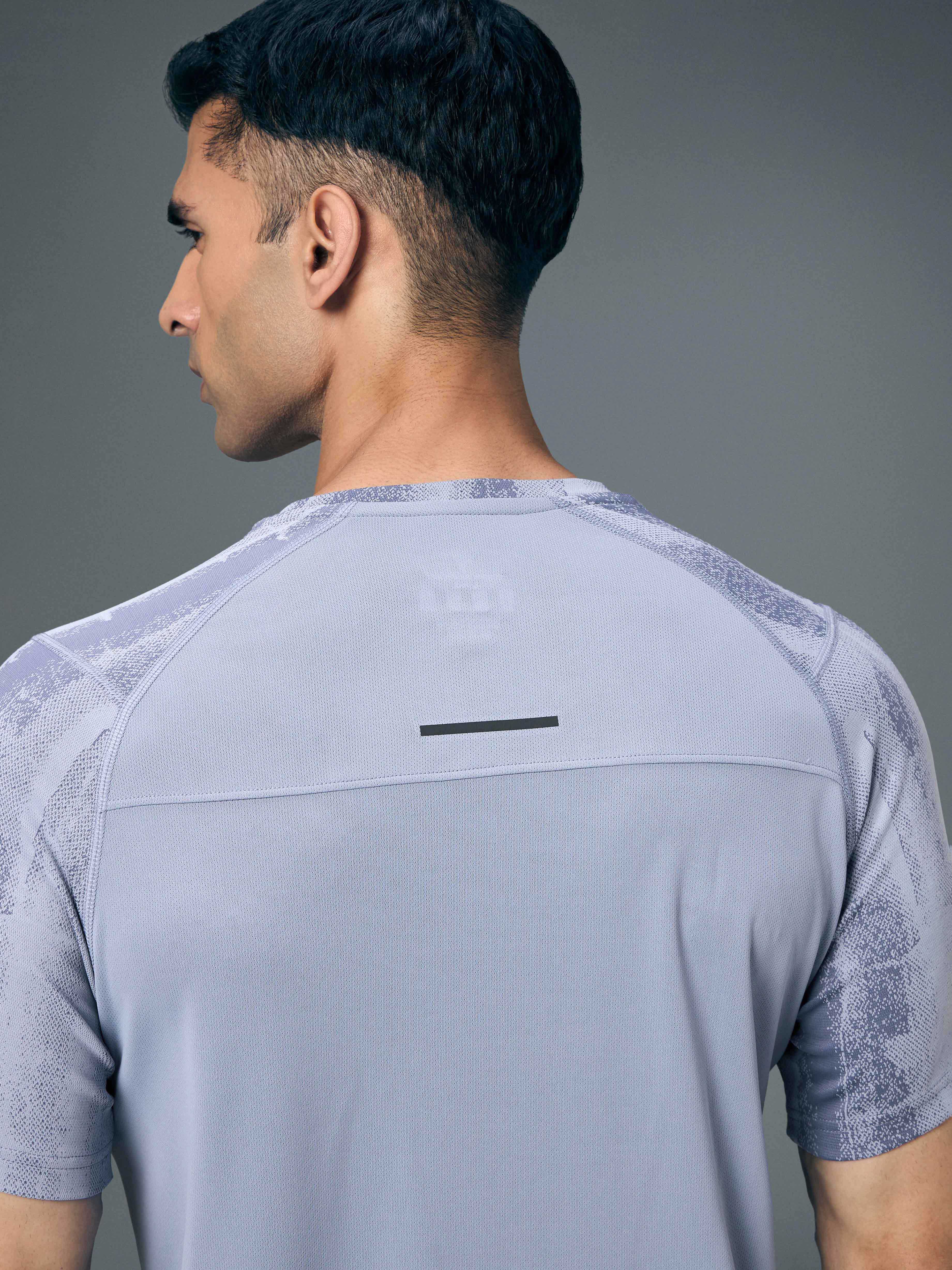 Men Self Design Slim Fit Crew Neck T-shirt with DOUBLE COOL - Image 7