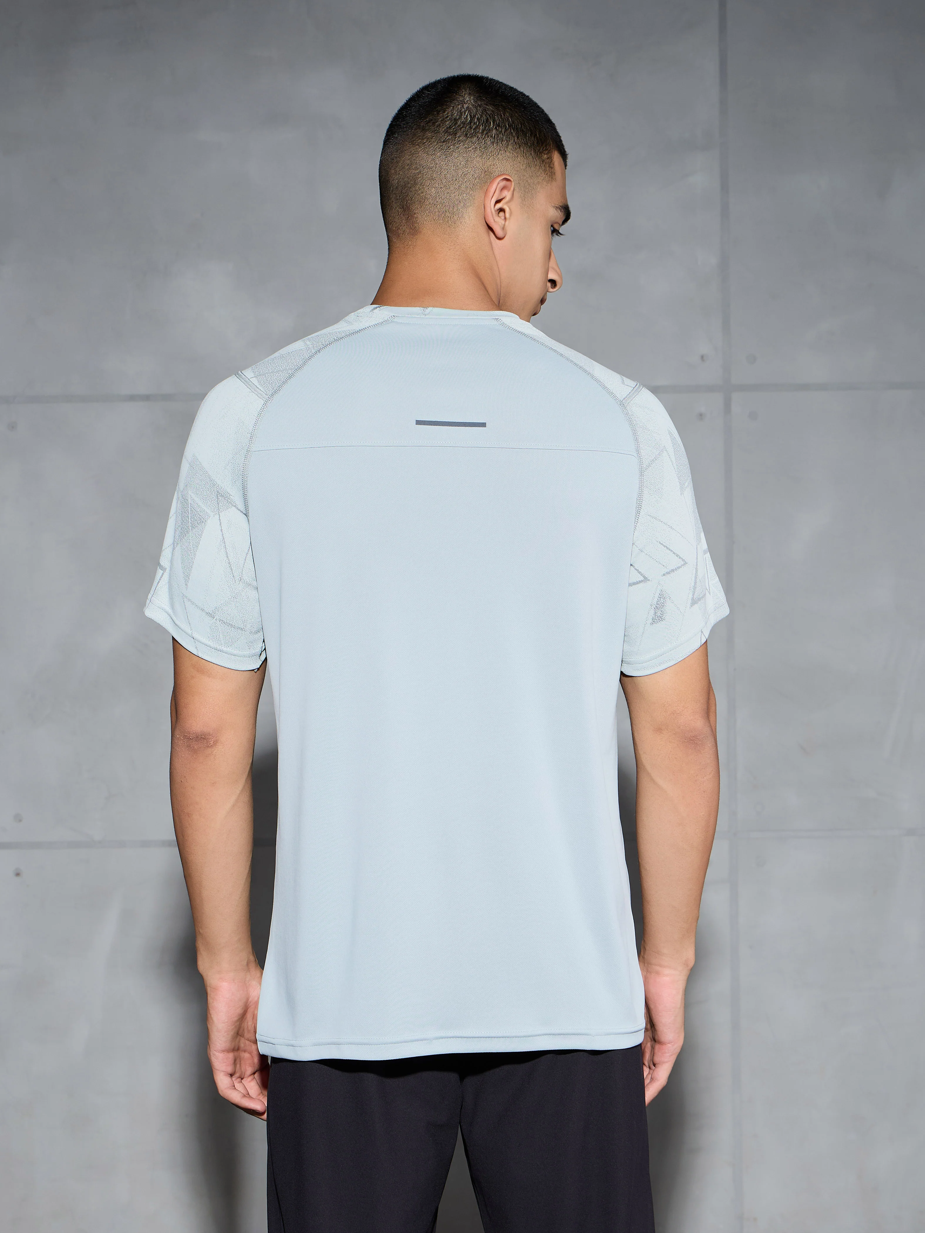 Men Self Design Slim Fit Crew Neck T-shirt with DOUBLE COOL - Image 3