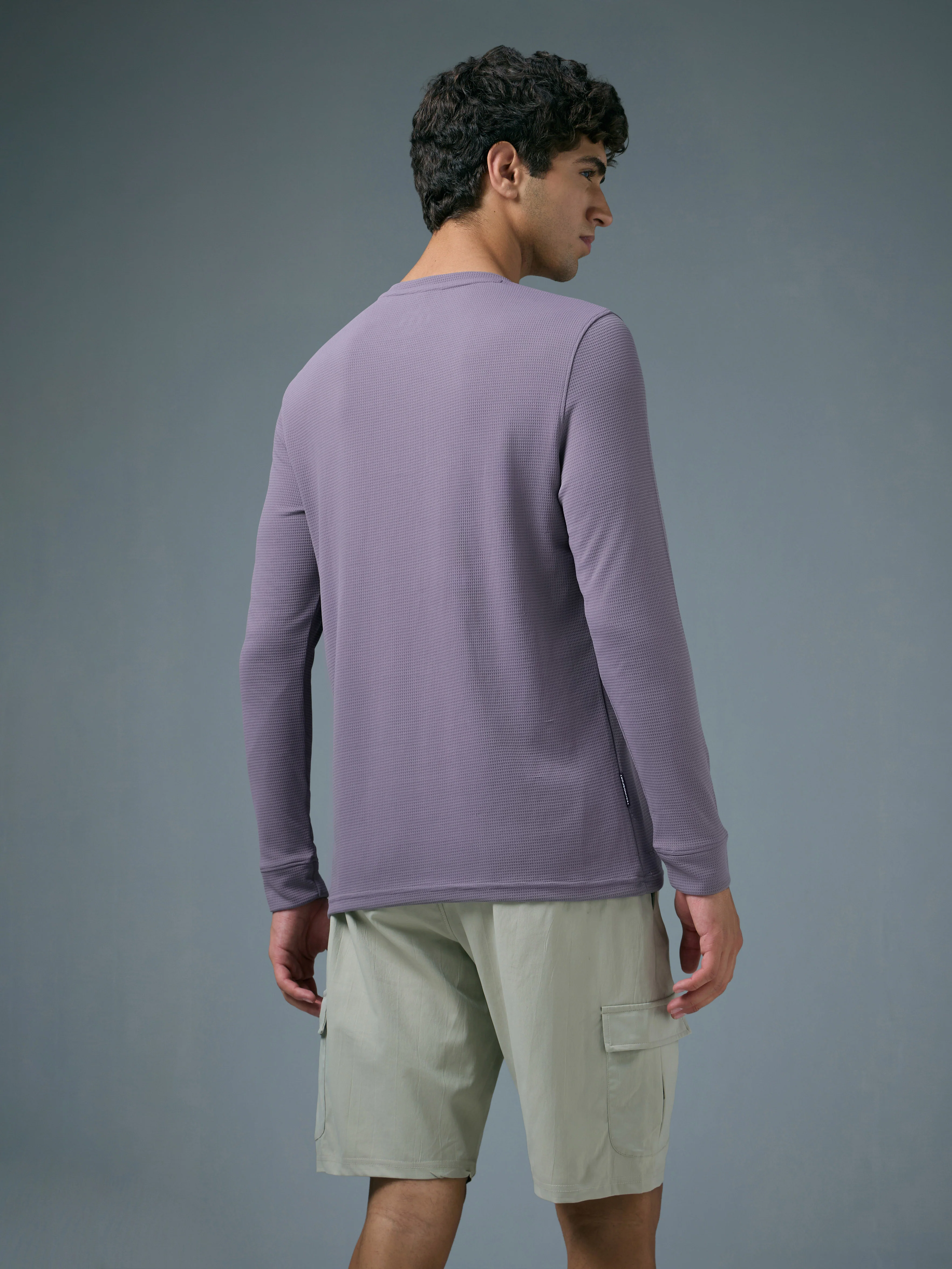 Men Self Design Slim Fit Henley Neck Sports T-Shirt with TECHNOCOOL+ - Image 3
