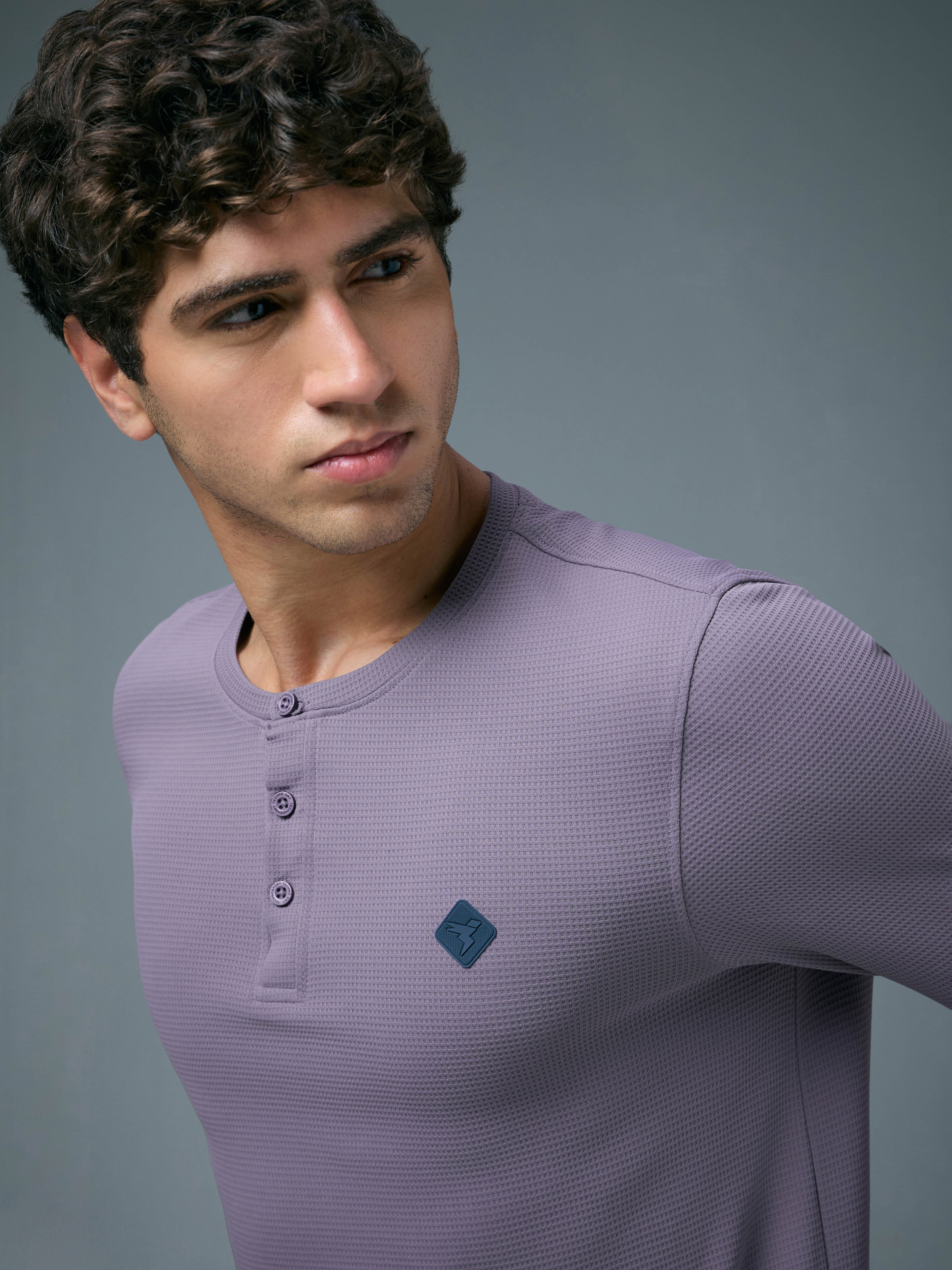 Men Self Design Slim Fit Henley Neck Sports T-Shirt with TECHNOCOOL+ - Image 6