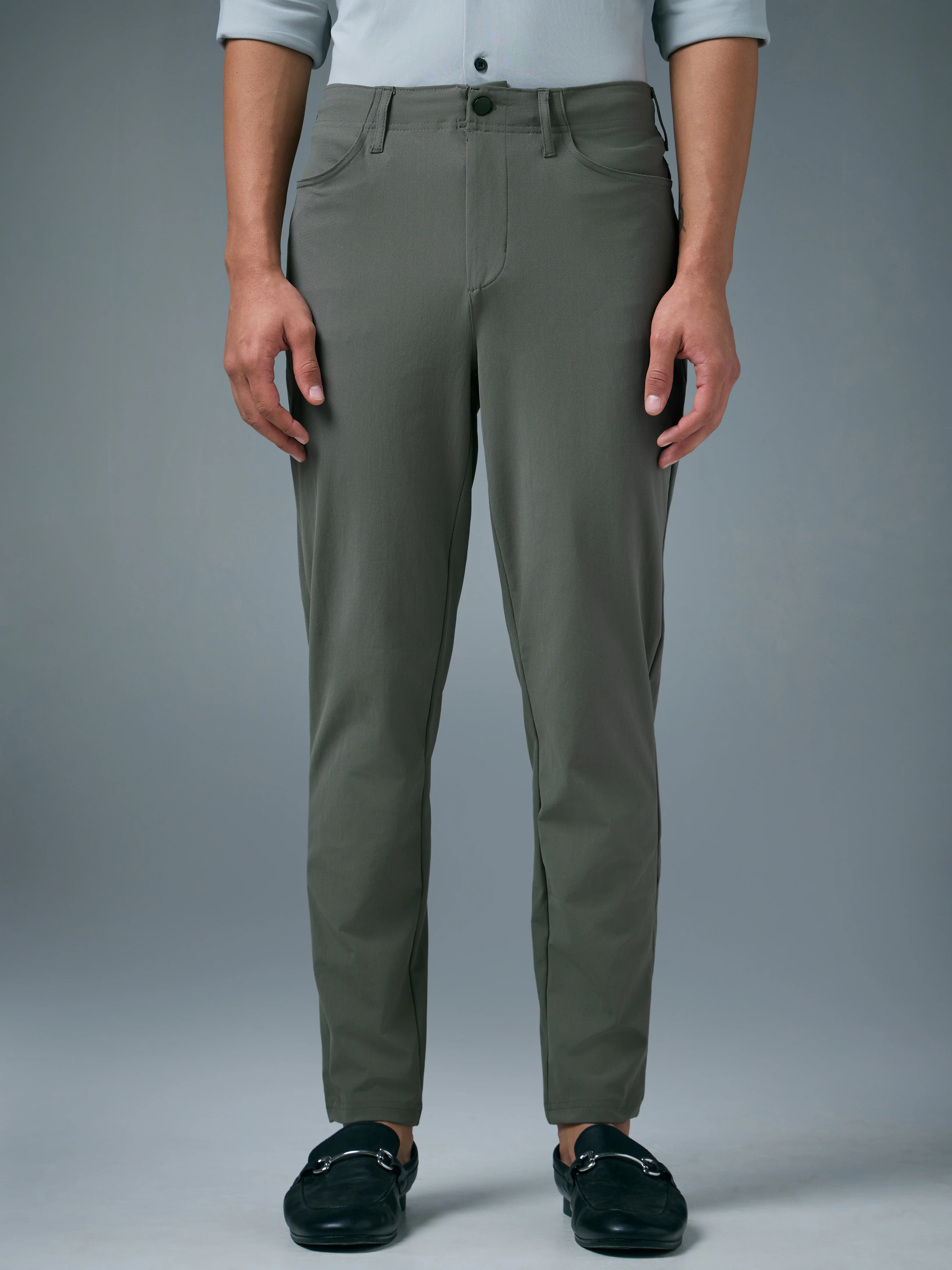 Men Semi-Formal Solid Straight Fit Trousers Pants with DURACOOL+ - Image 2