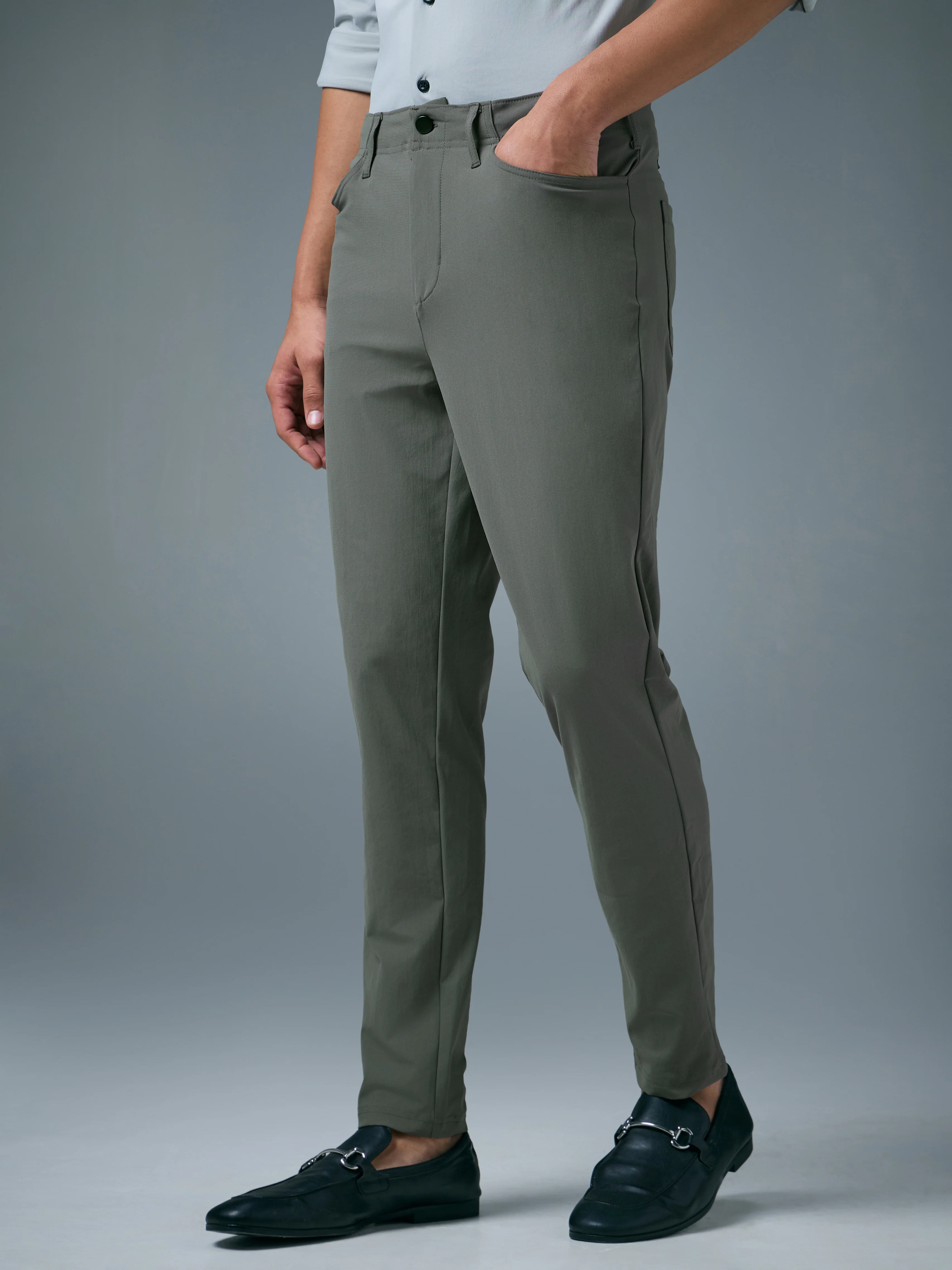 Men Semi-Formal Solid Straight Fit Trousers Pants with DURACOOL+ - Image 4