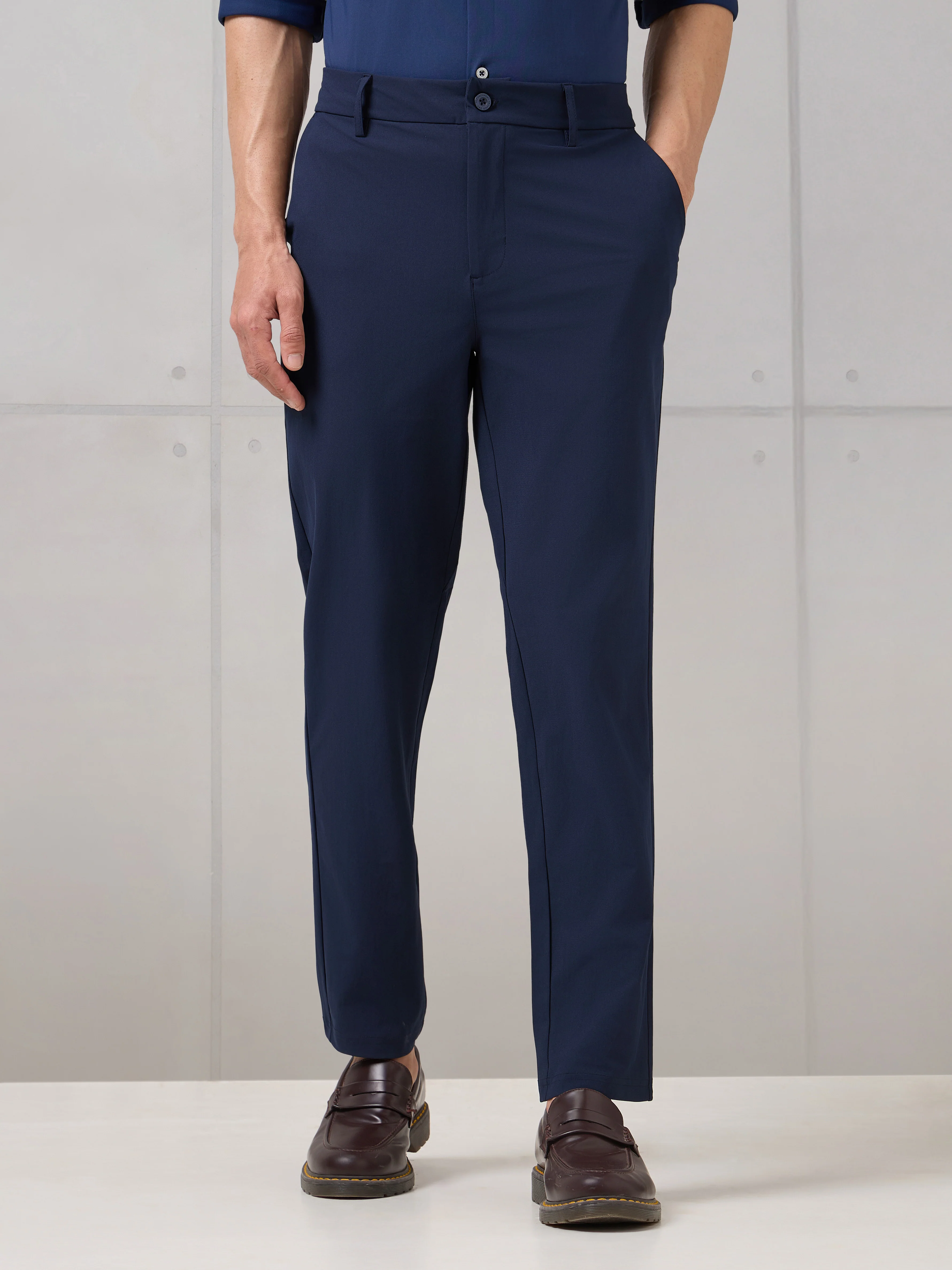 Men Semi-Formal Solid Straight Fit Trousers Pants with DURACOOL+ - Image 2