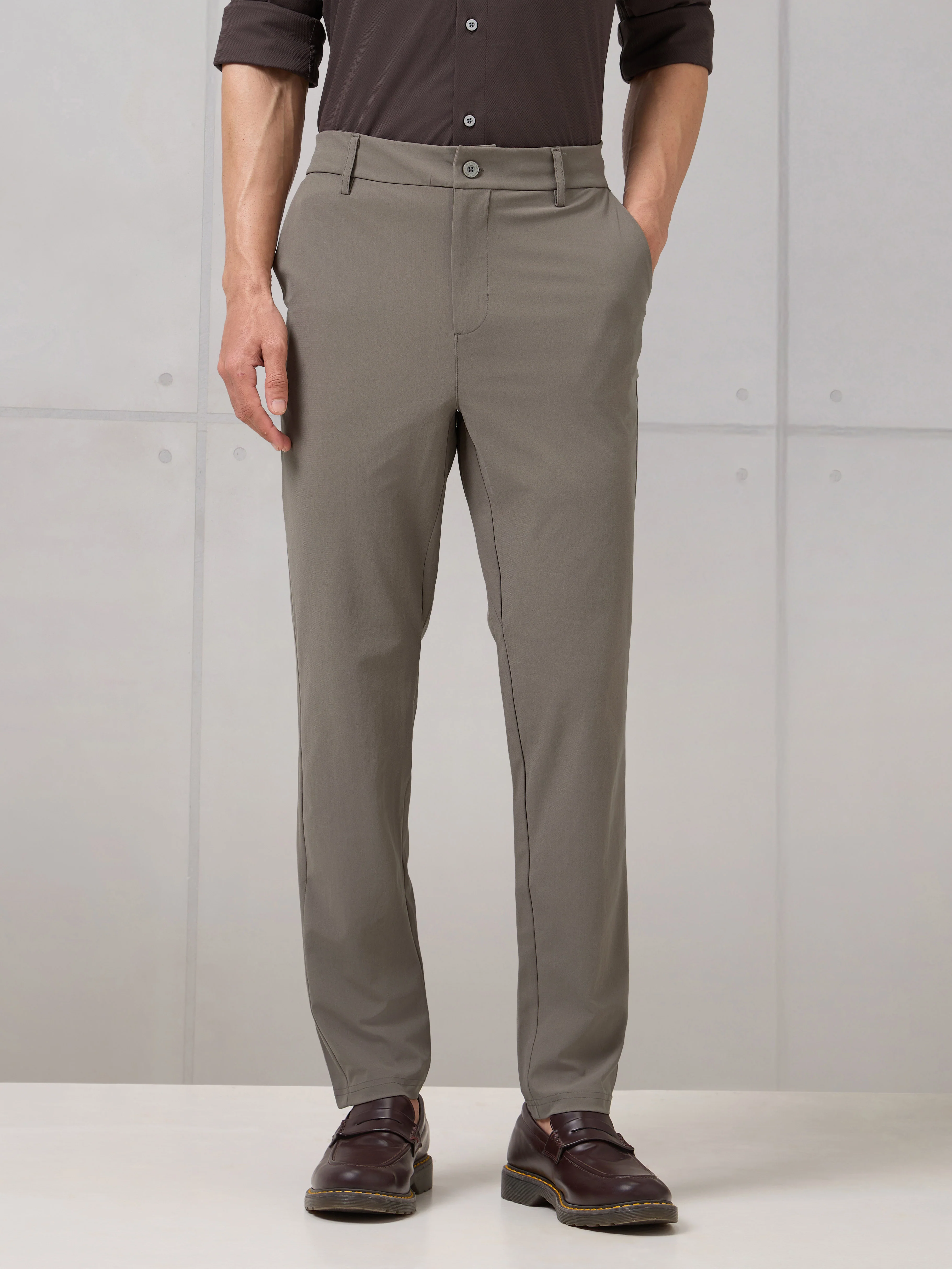 Men Semi-Formal Solid Straight Fit Trousers Pants with DURACOOL+ - Image 2