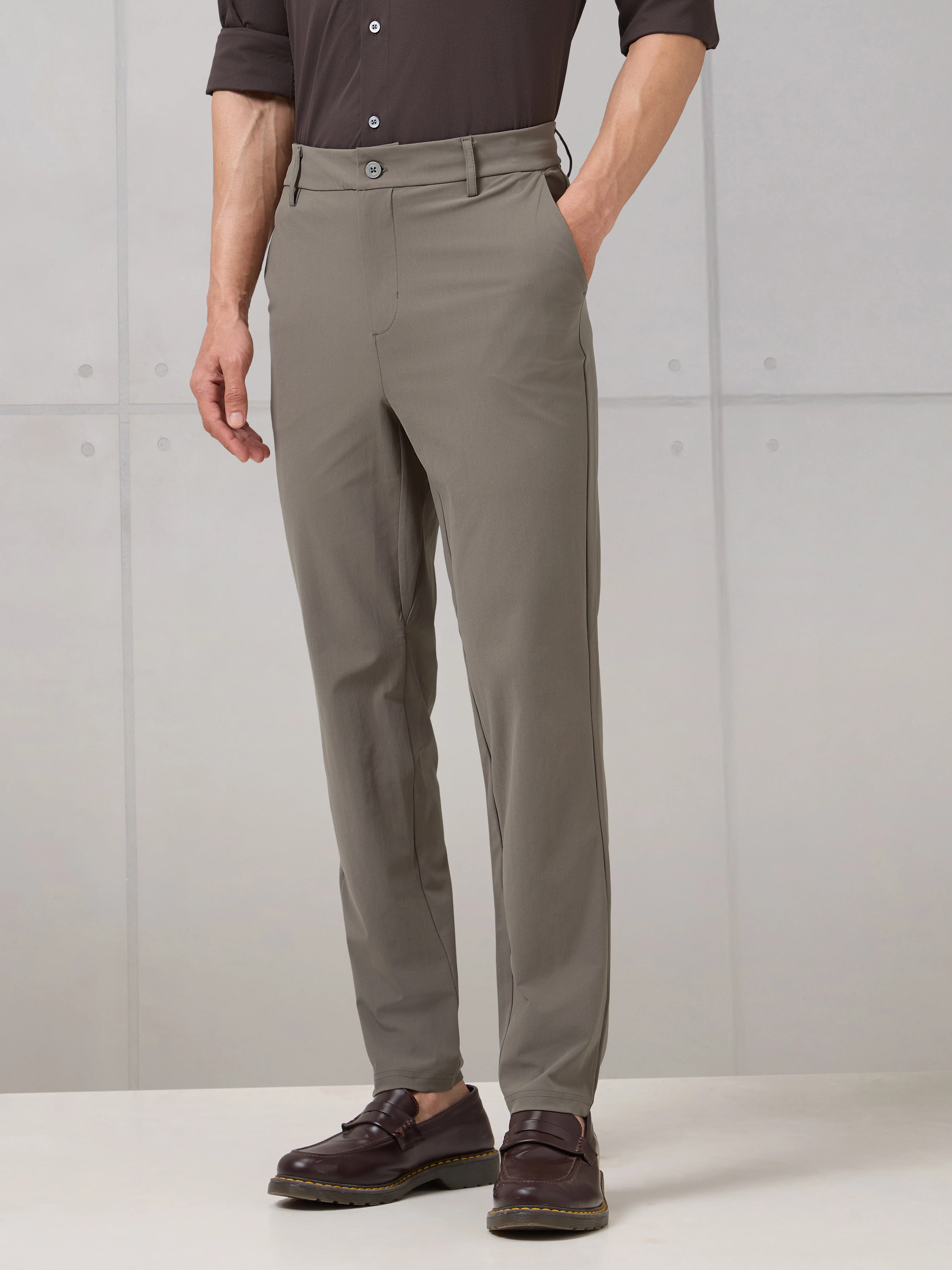 Men Semi-Formal Solid Straight Fit Trousers Pants with DURACOOL+ - Image 4