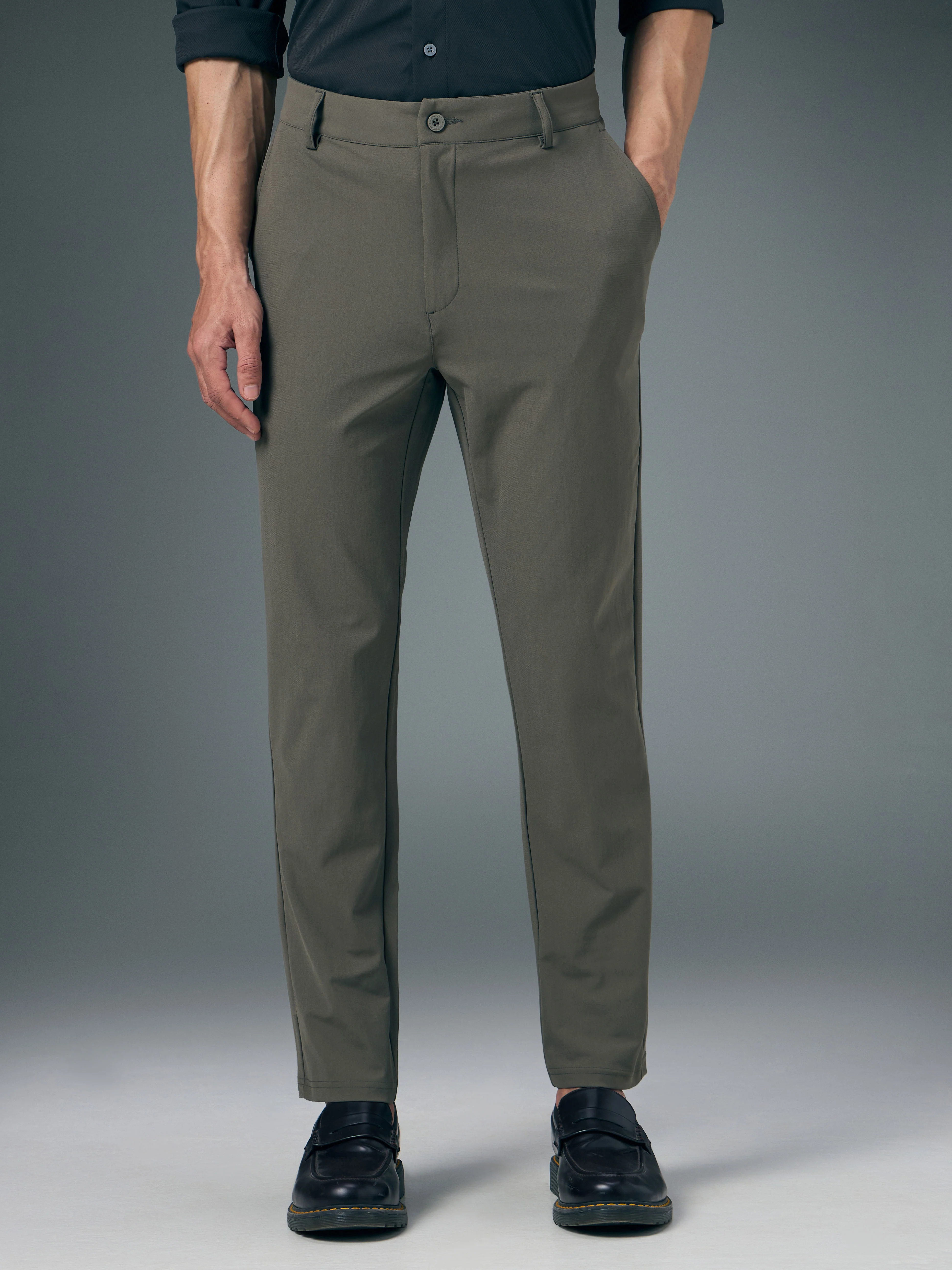 Men Semi-Formal Solid Straight Fit Trousers Pants with DURACOOL+ - Image 2