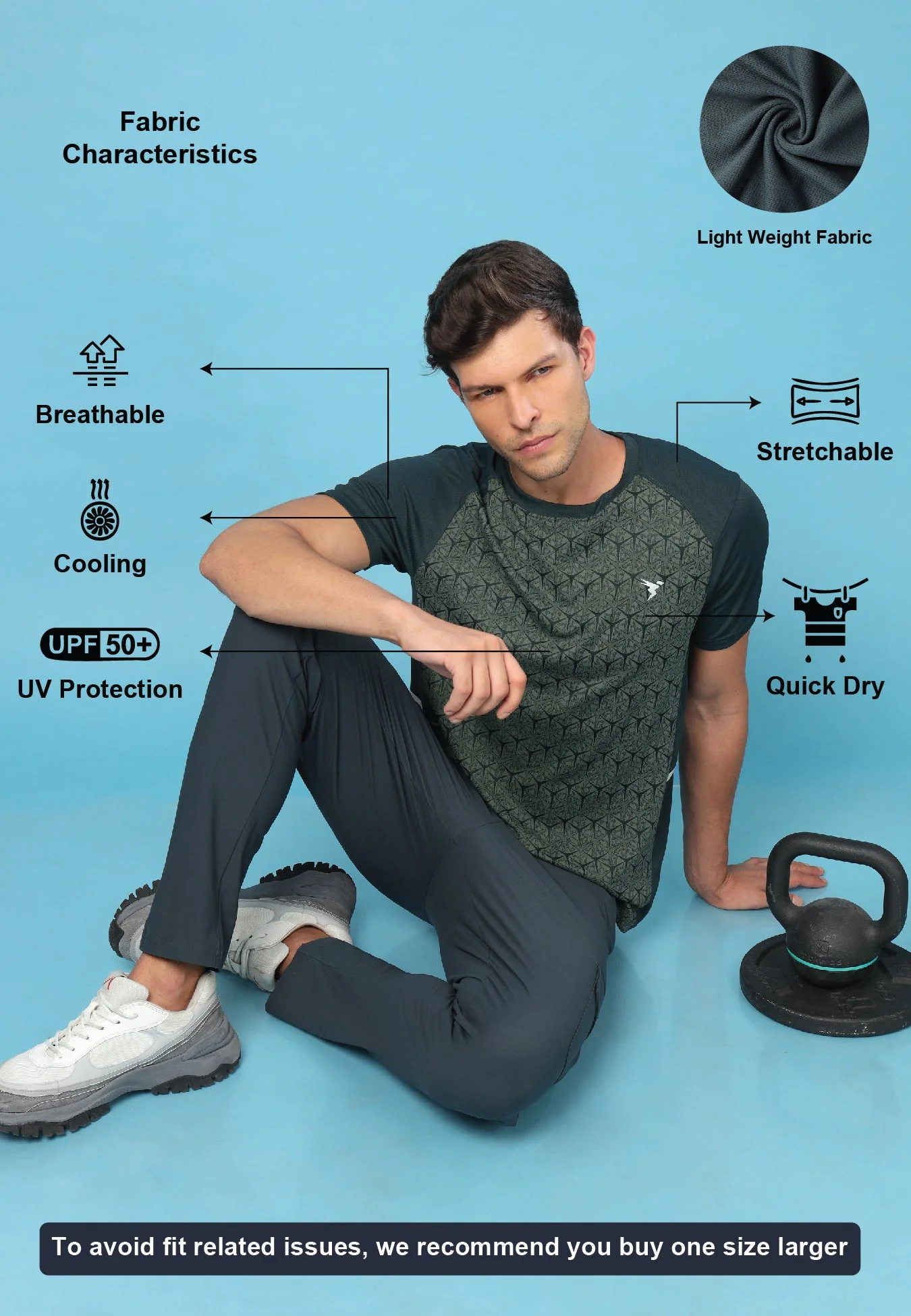 Men Slim Fit Crew Neck T-shirt with DOUBLE COOL - Image 4