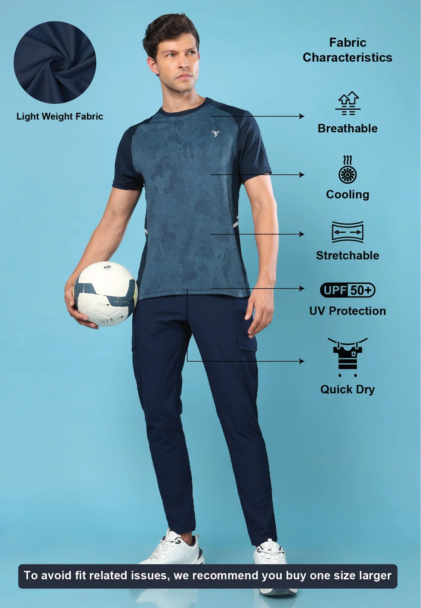 Men Slim Fit Crew Neck T-shirt with DOUBLE COOL - Image 3
