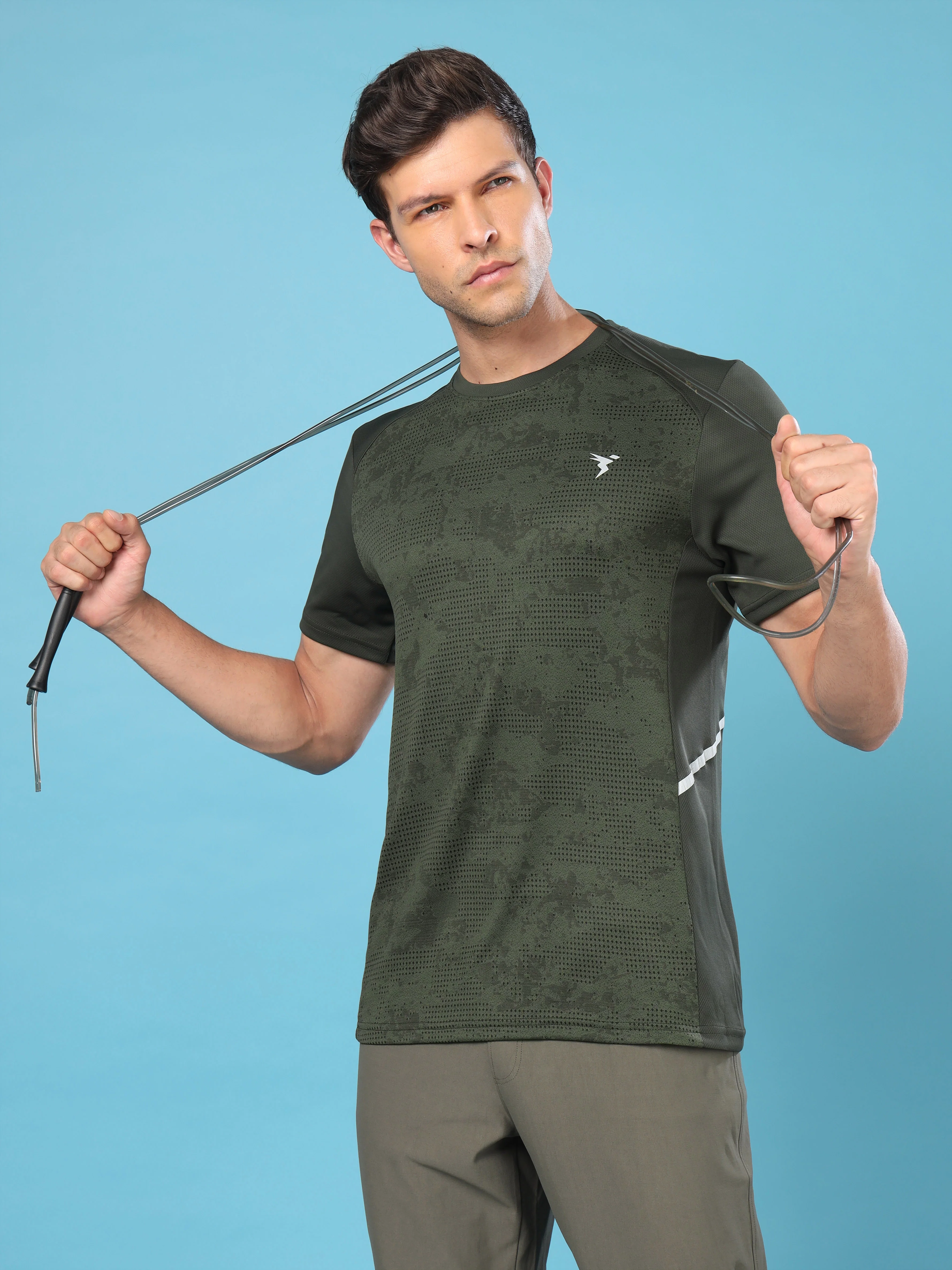 Men Slim Fit Crew Neck T-shirt with DOUBLE COOL - Image 2