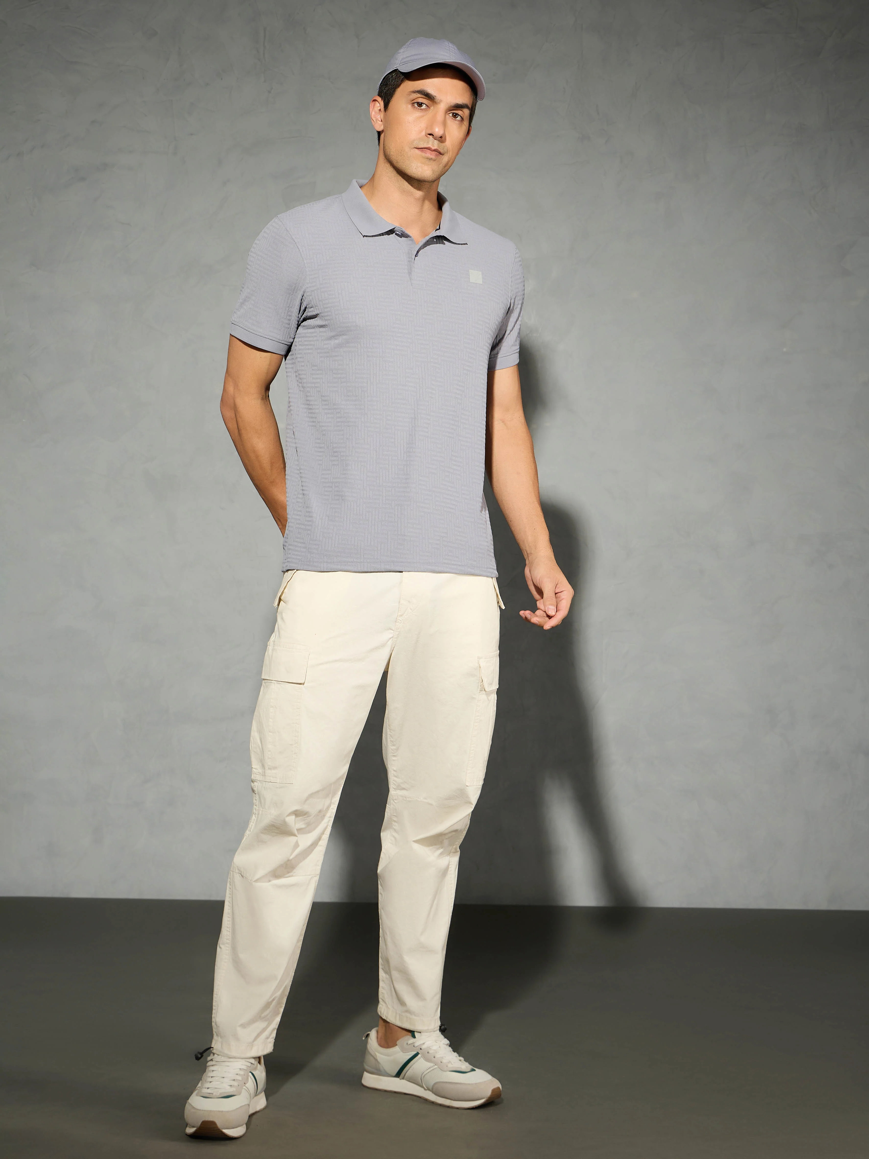 Men Jacquard Slim Fit Polo Sports T-shirt with COTFLEX - Image 5