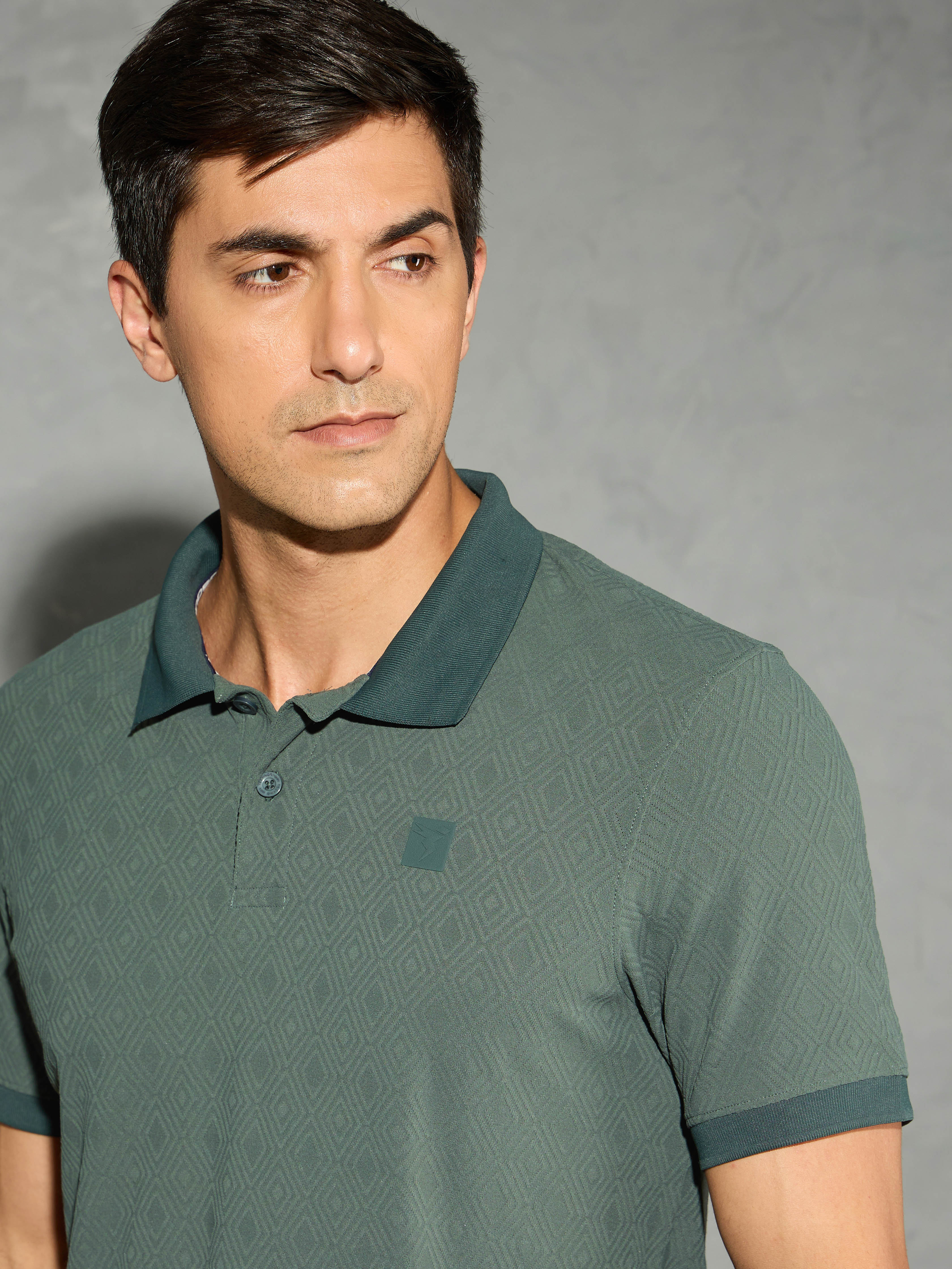 Men Jacquard Slim Fit Polo Sports T-shirt with COTFLEX - Image 6