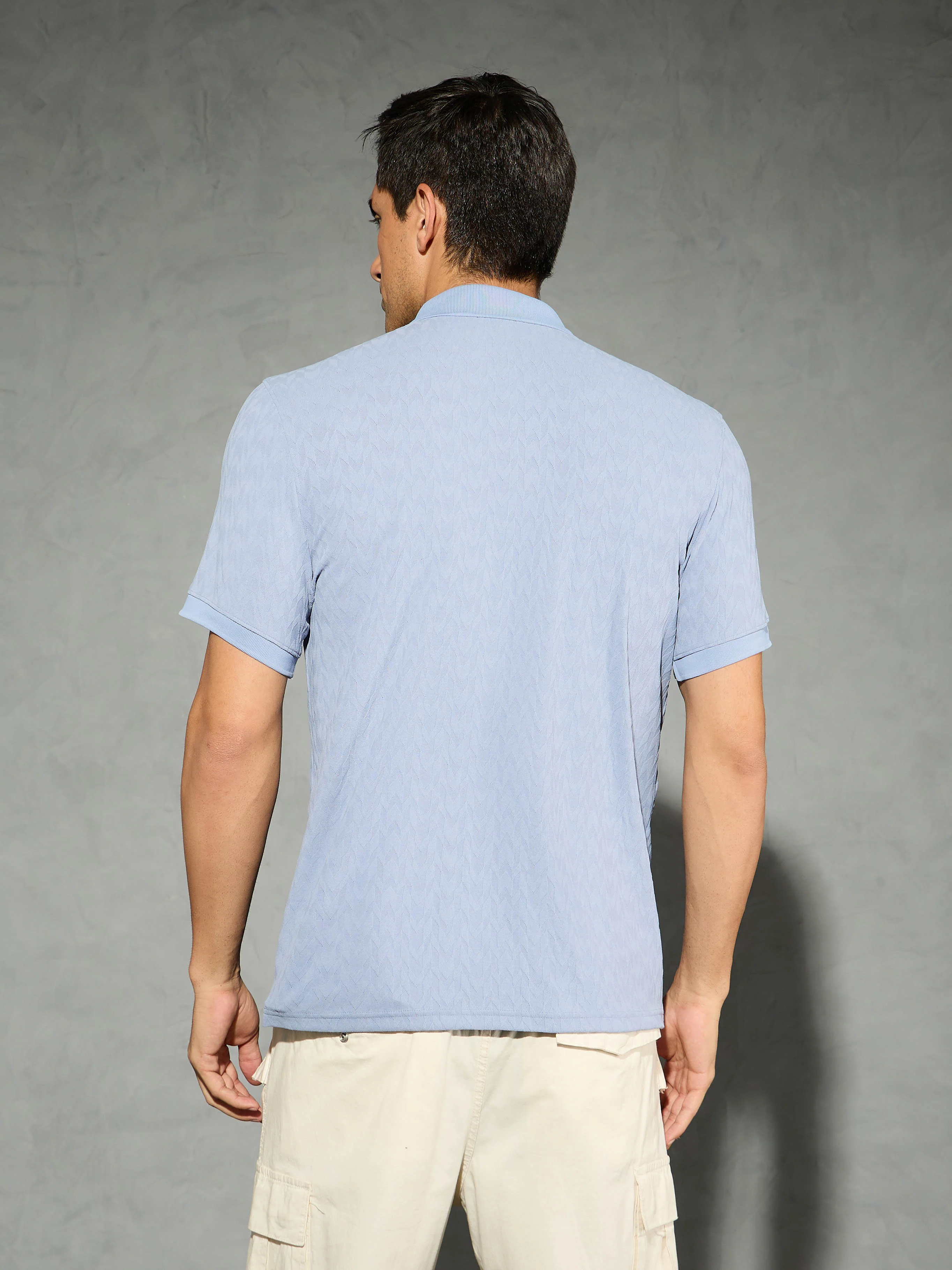 Men Jacquard Slim Fit Polo Sports T-shirt with COTFLEX - Image 3