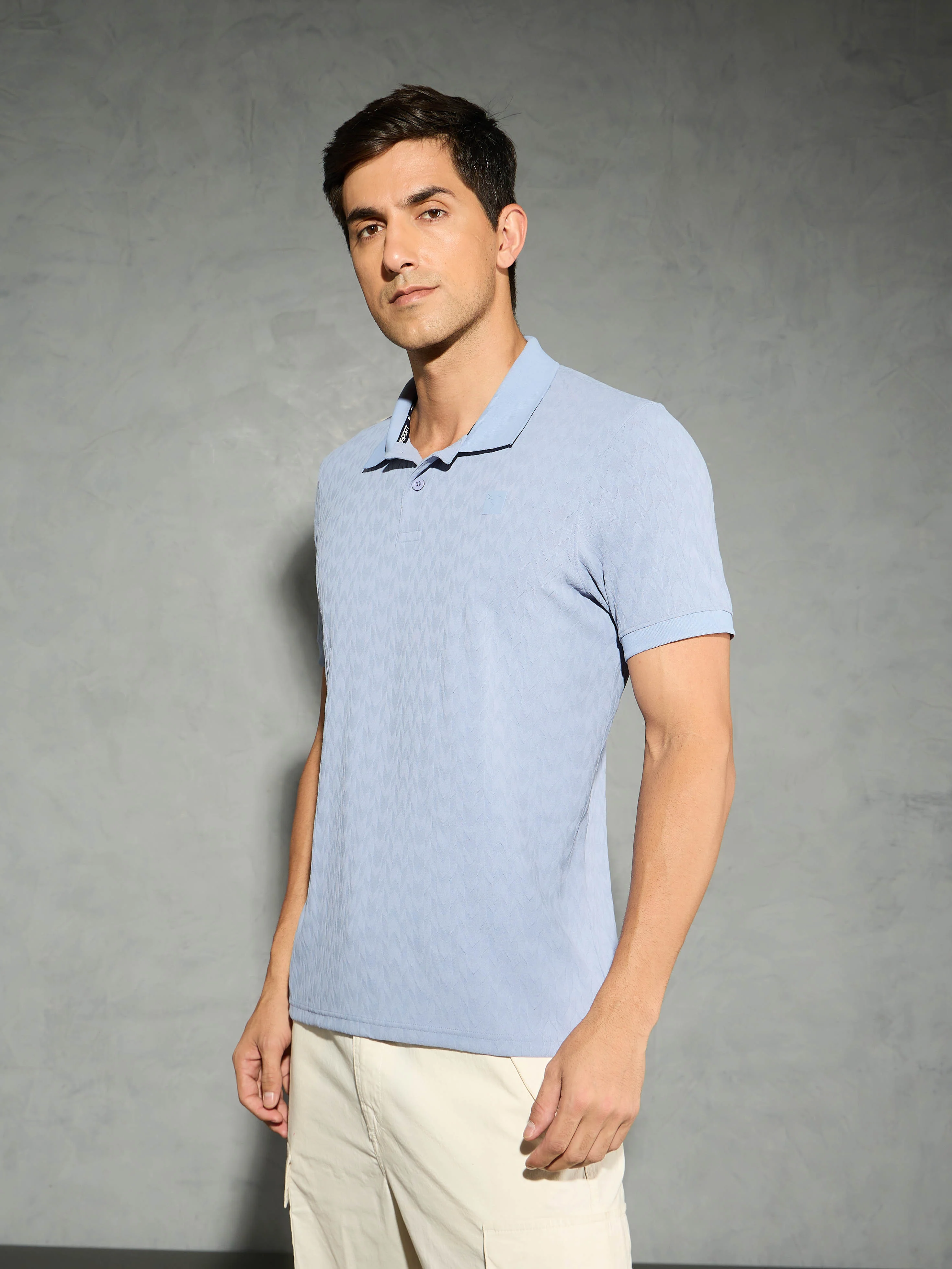 Men Jacquard Slim Fit Polo Sports T-shirt with COTFLEX - Image 4