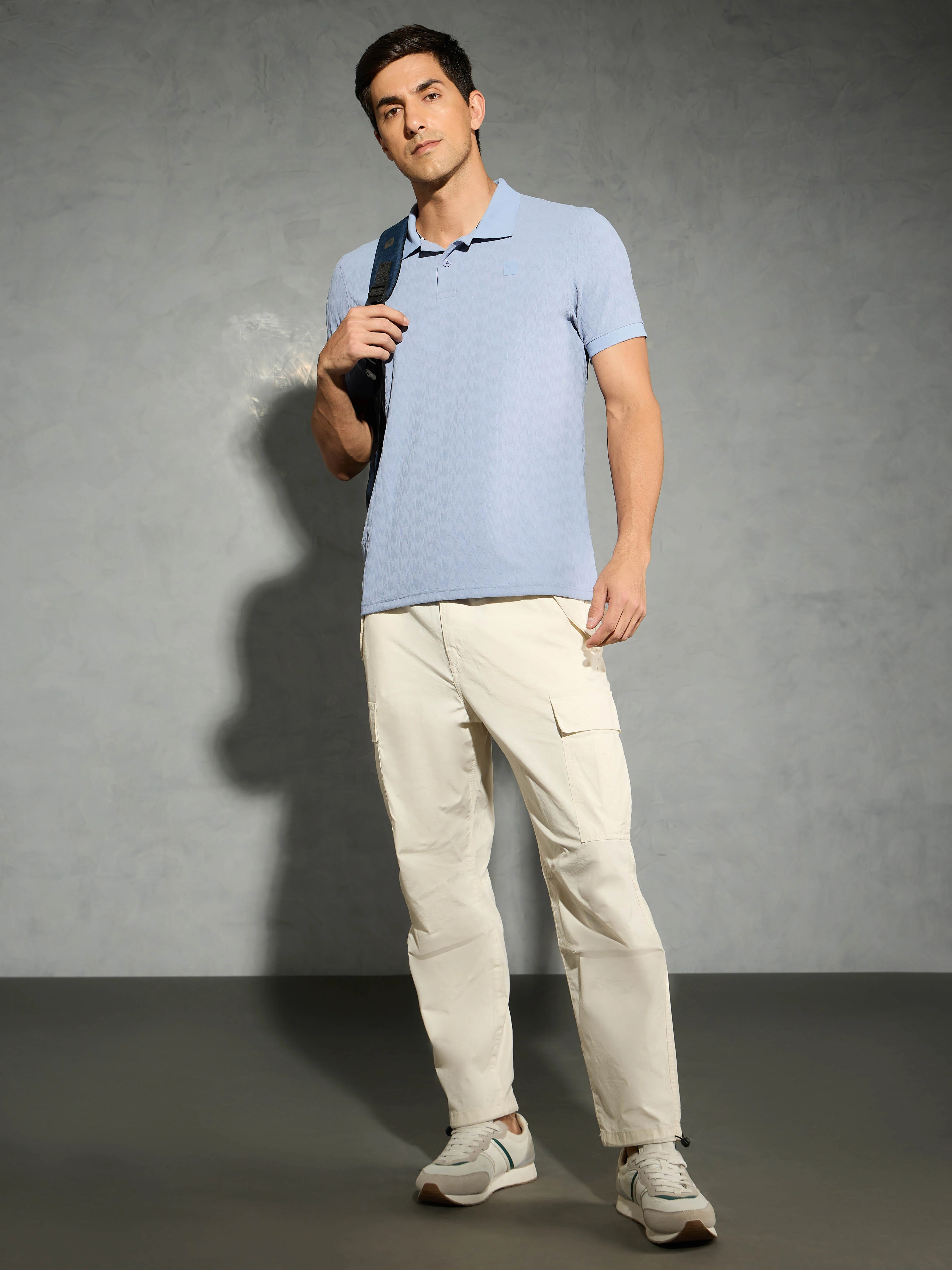 Men Jacquard Slim Fit Polo Sports T-shirt with COTFLEX - Image 5