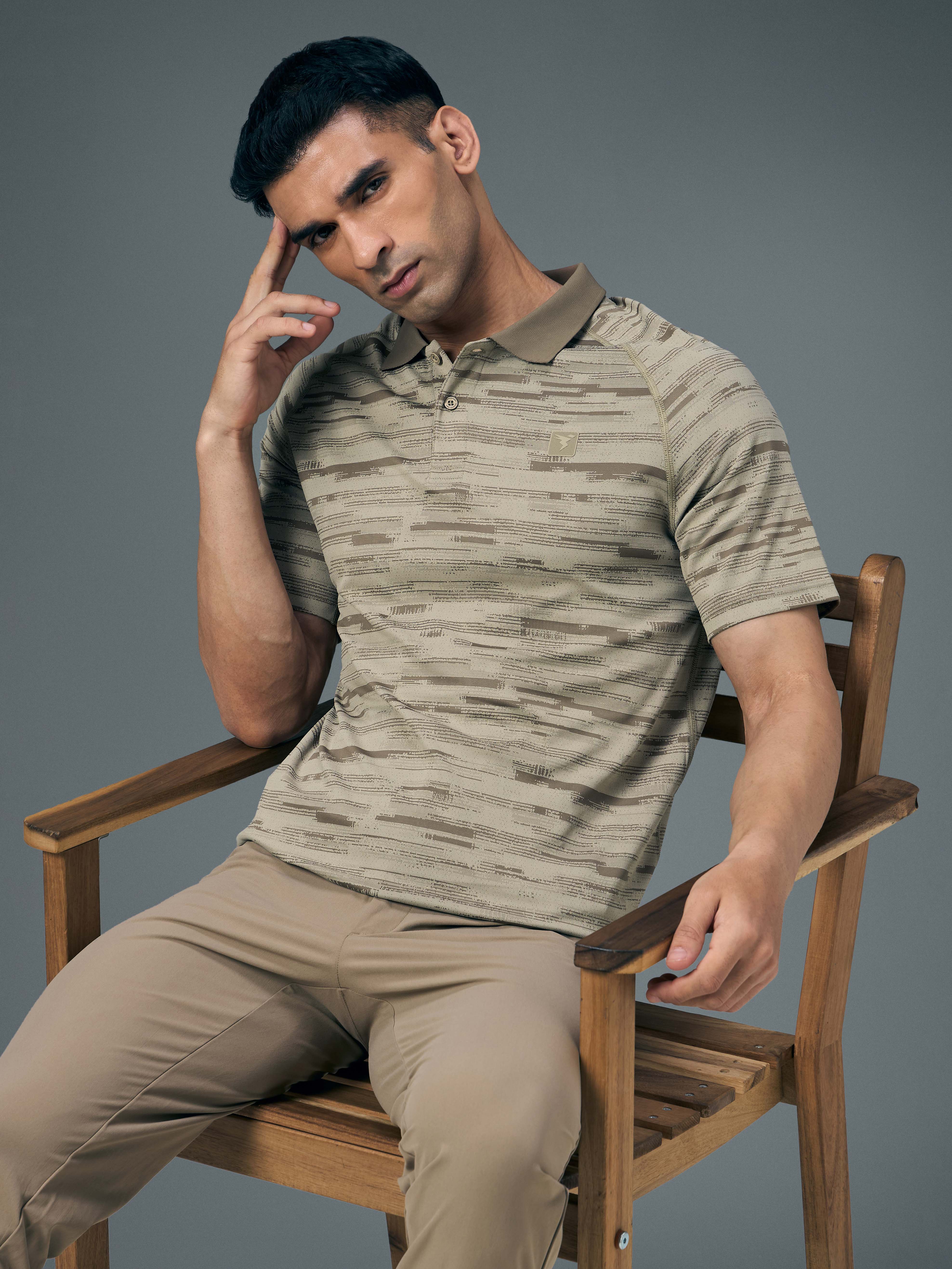 Men Slim Polo Neck T-shirt with DOUBLECOOL