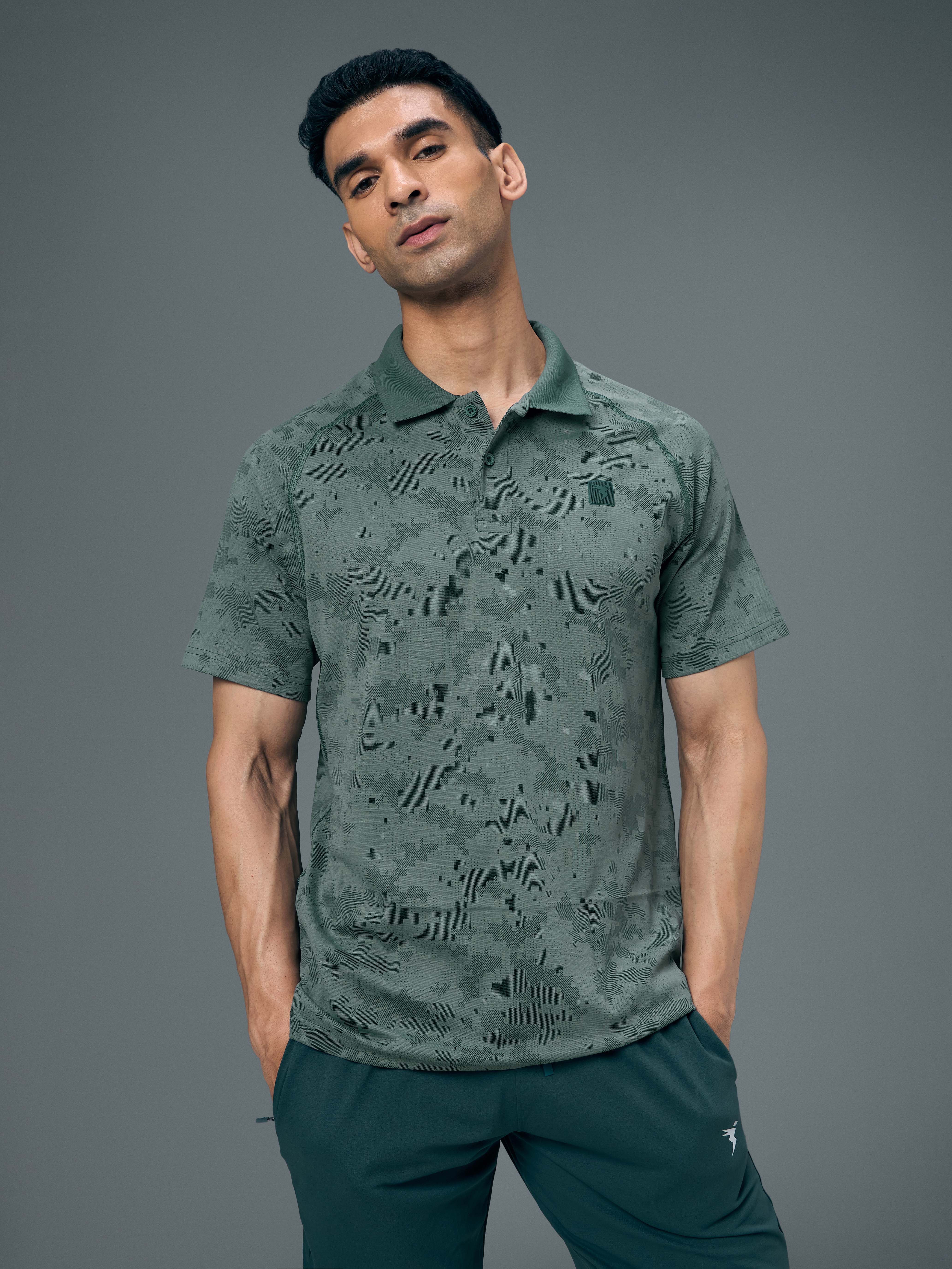 Men Slim Polo Neck T-shirt with DOUBLECOOL