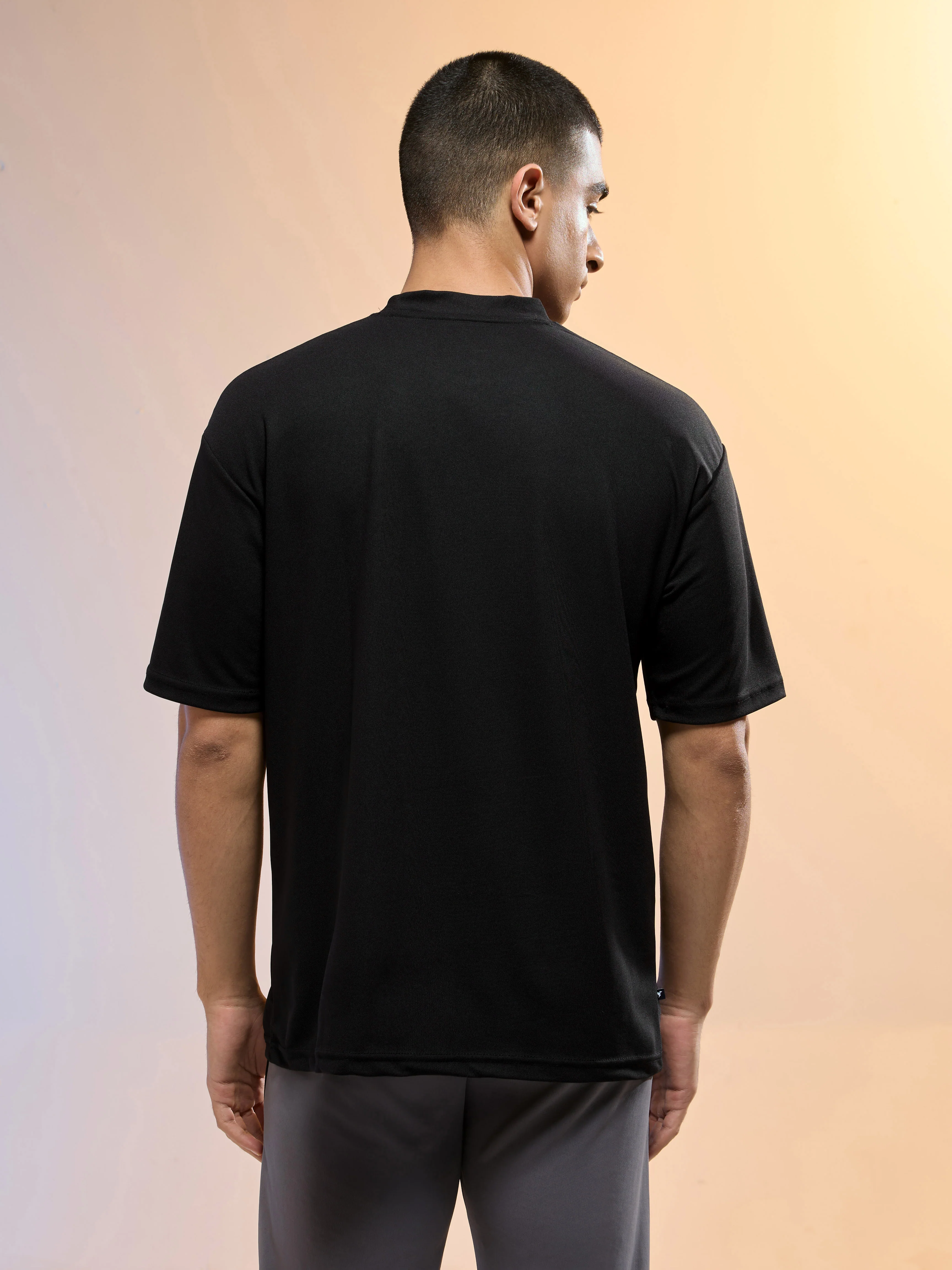 Men Solid Oversized Round Neck Sports T-shirt with MATPIQ - Image 3