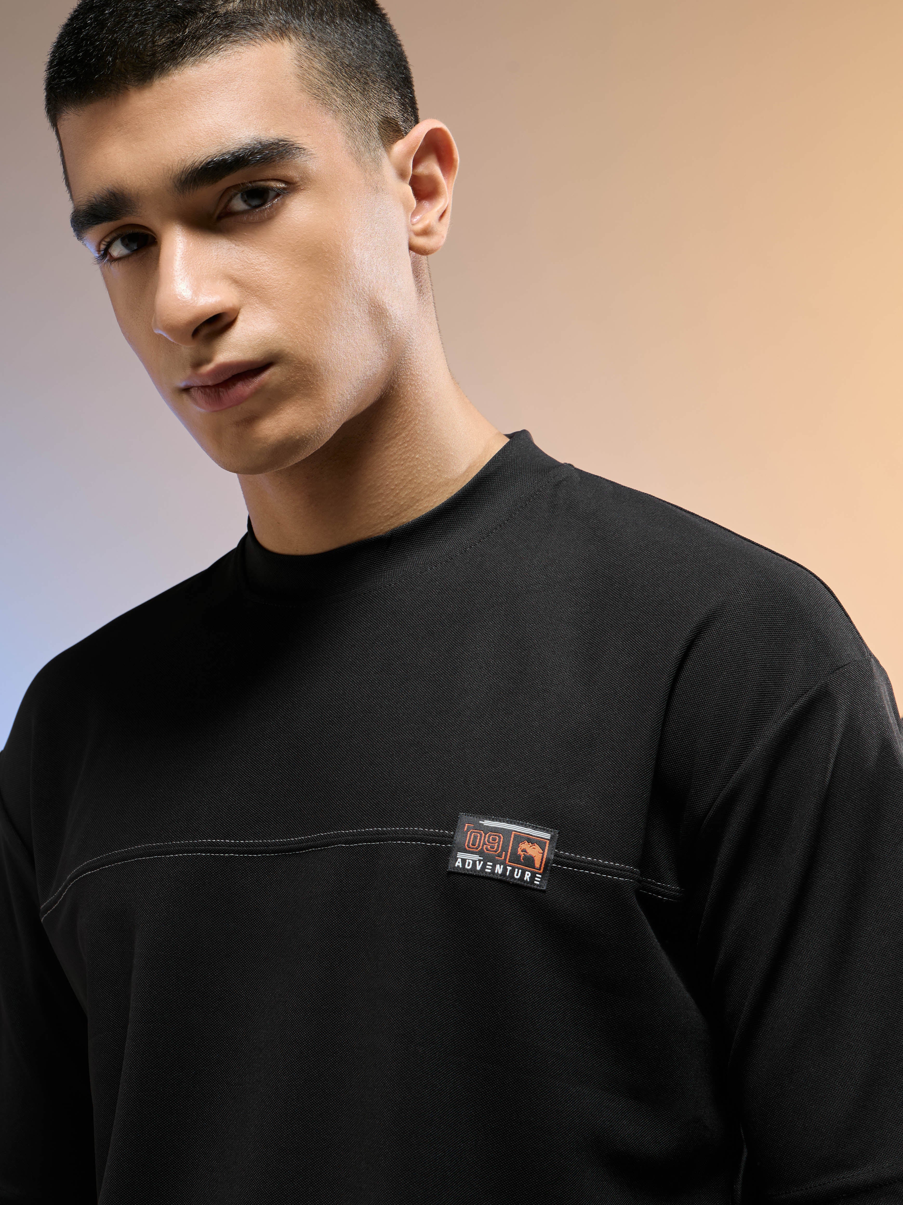 Men Solid Oversized Round Neck Sports T-shirt with MATPIQ - Image 6