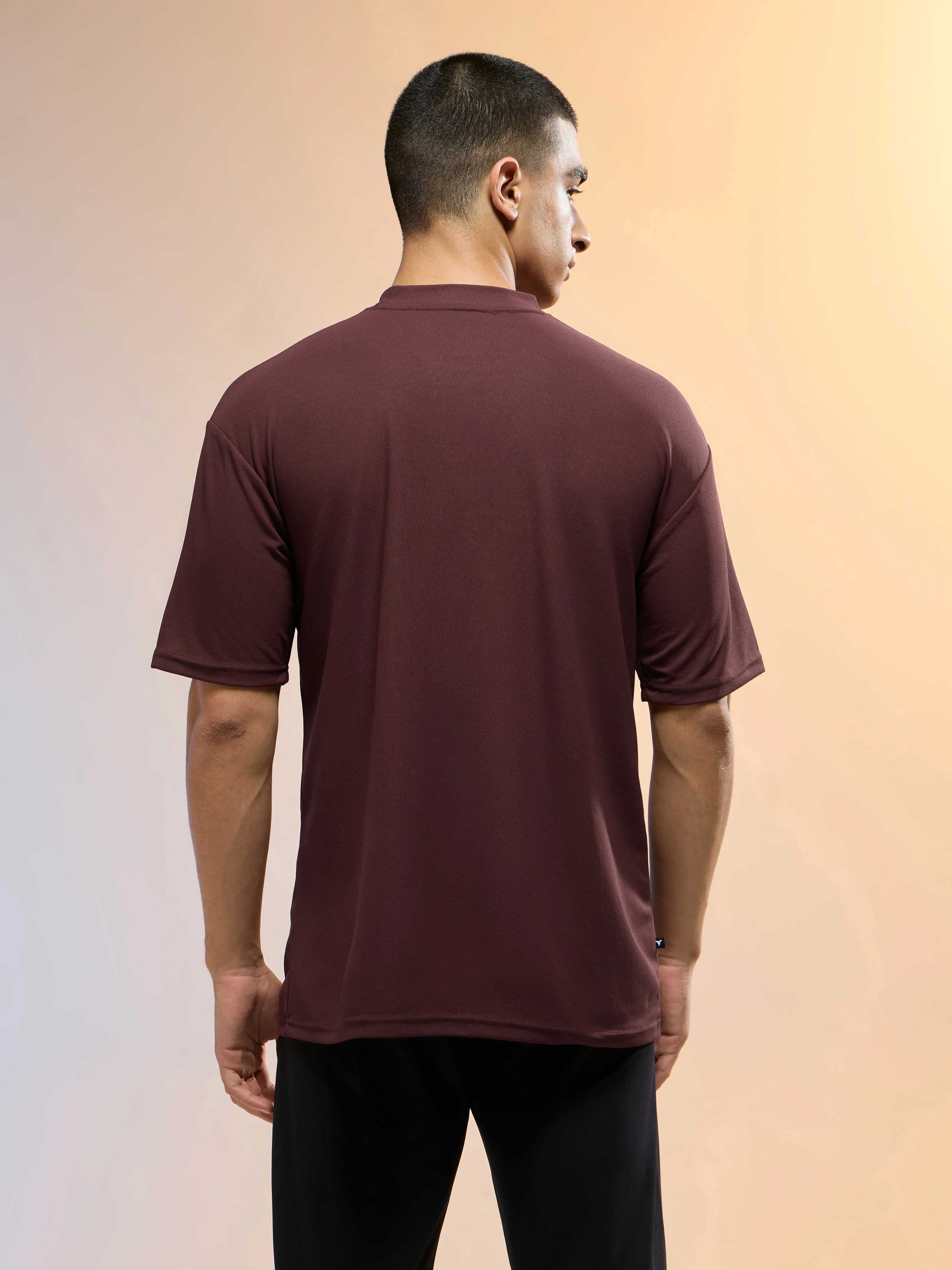 Men Solid Oversized Round Neck Sports T-shirt with MATPIQ - Image 3