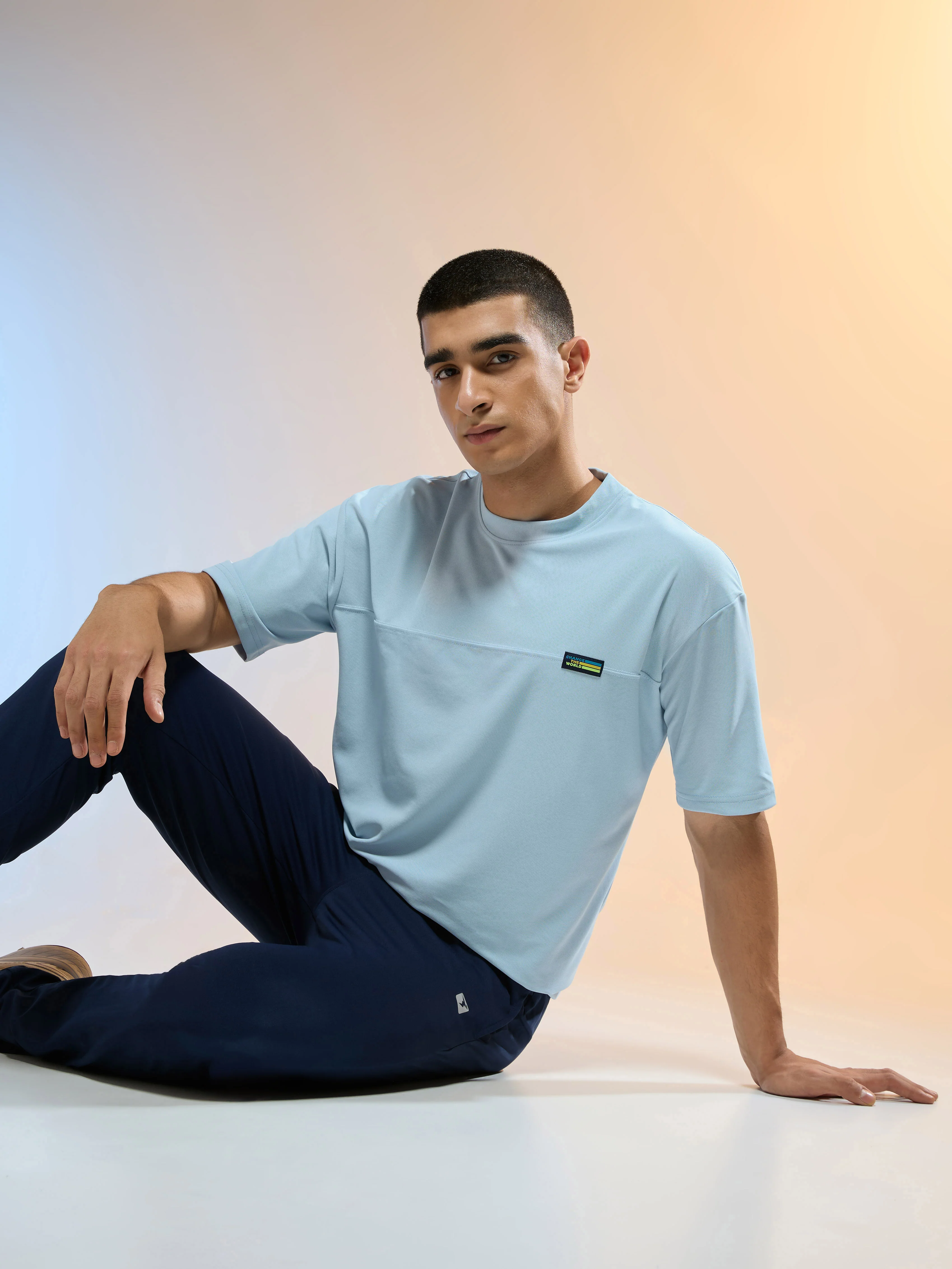 Men Solid Oversized Round Neck Sports T-shirt with MATPIQ