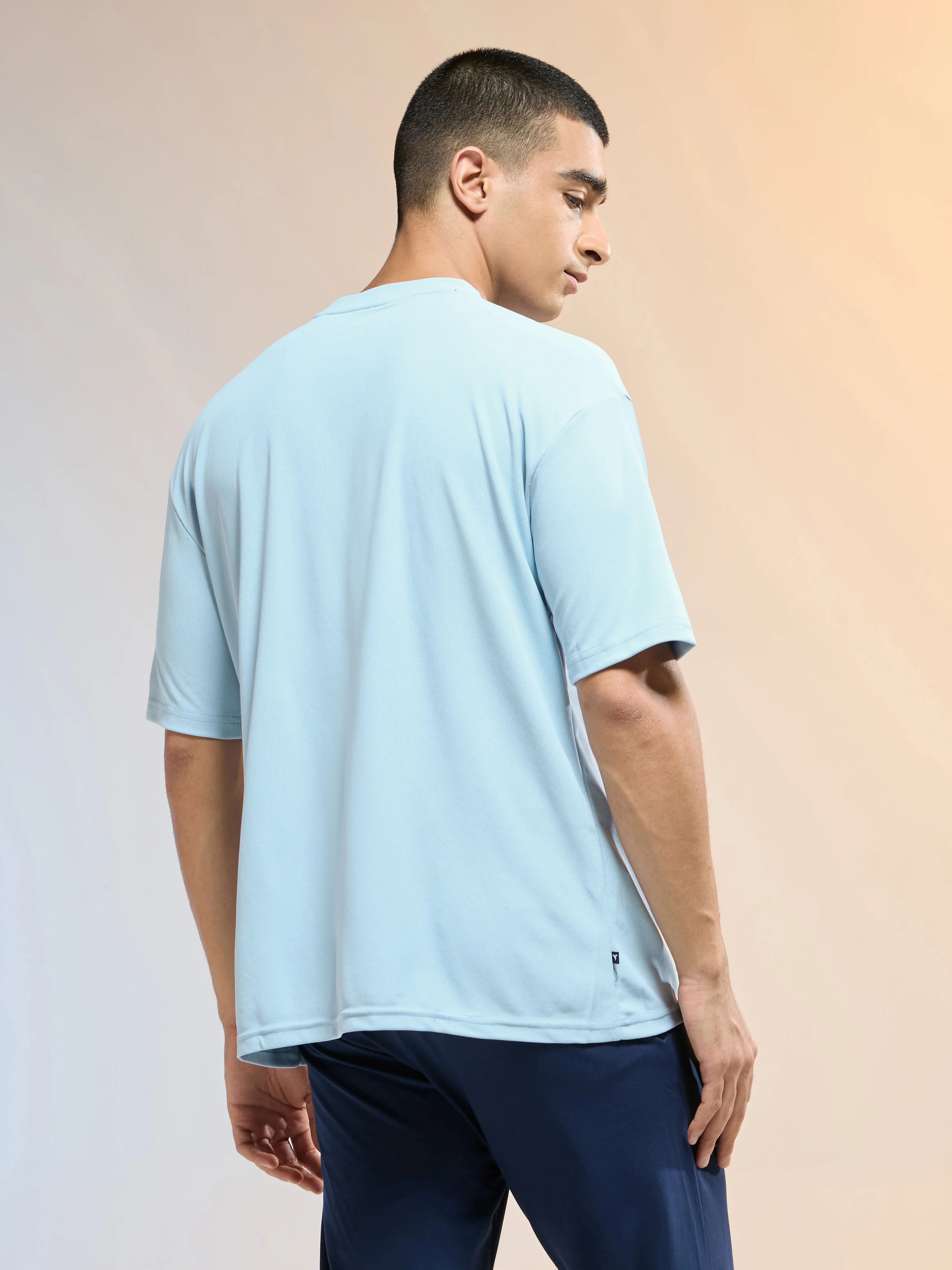 Men Solid Oversized Round Neck Sports T-shirt with MATPIQ - Image 3