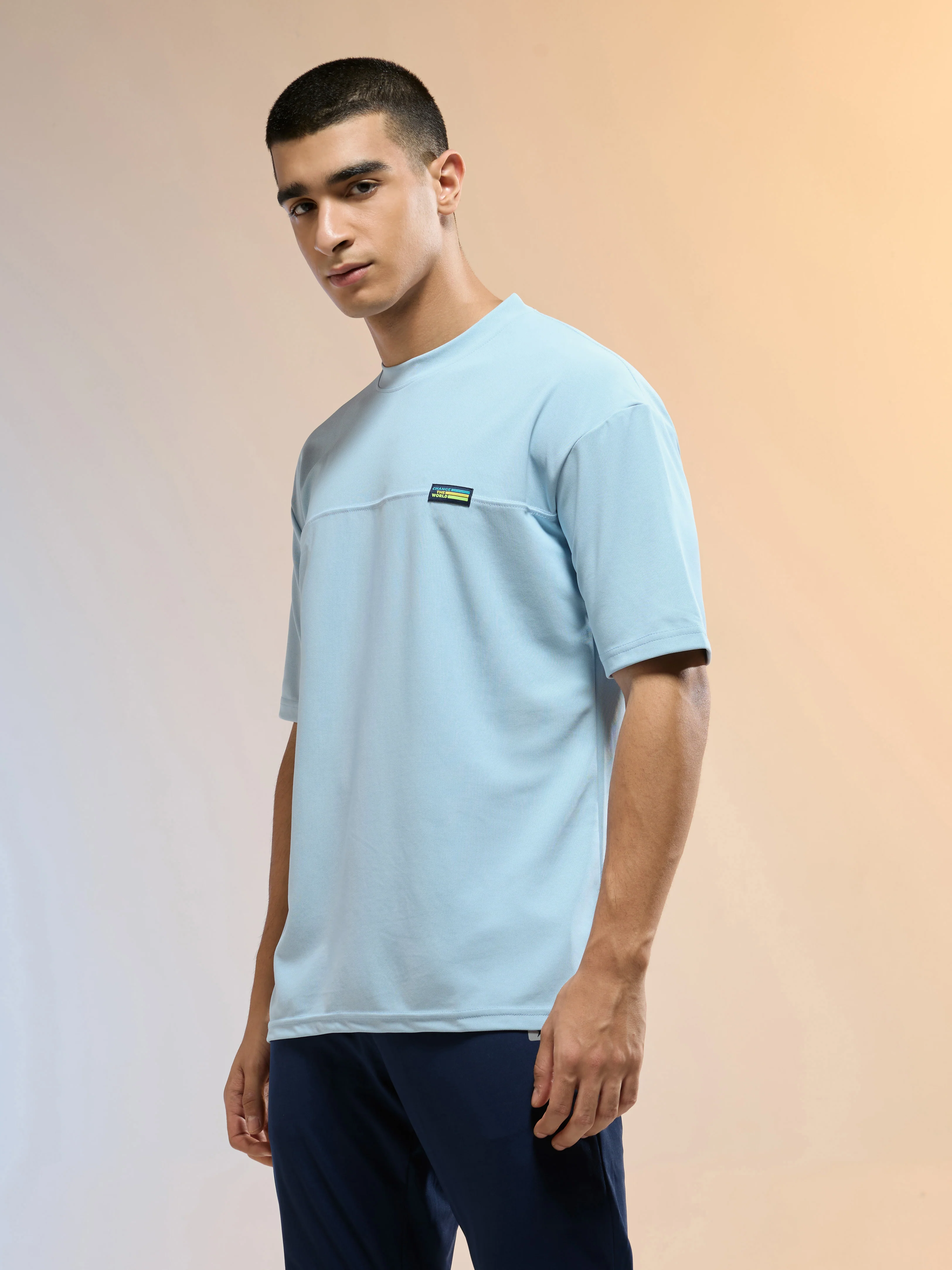 Men Solid Oversized Round Neck Sports T-shirt with MATPIQ - Image 4
