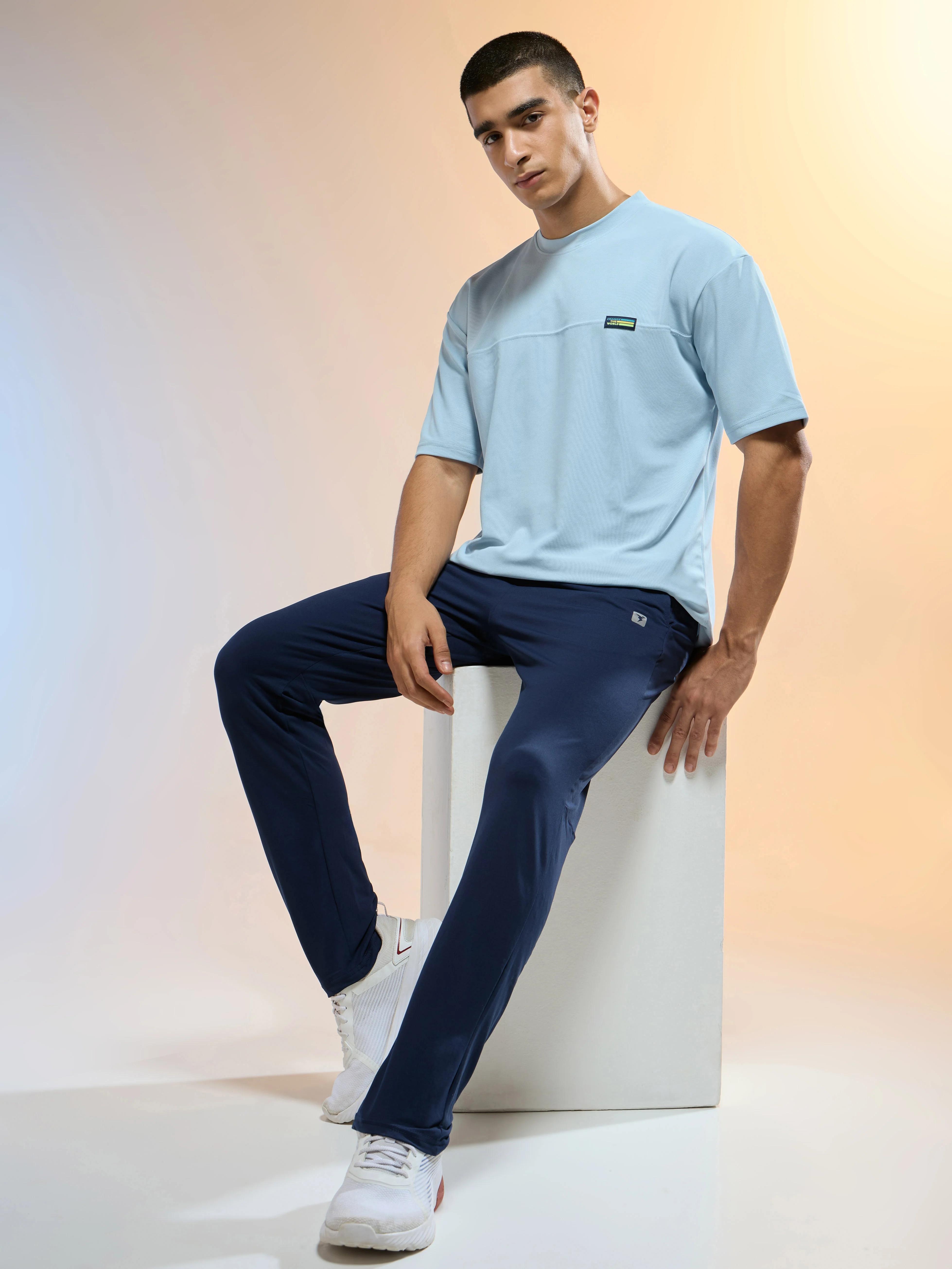 Men Solid Oversized Round Neck Sports T-shirt with MATPIQ - Image 5