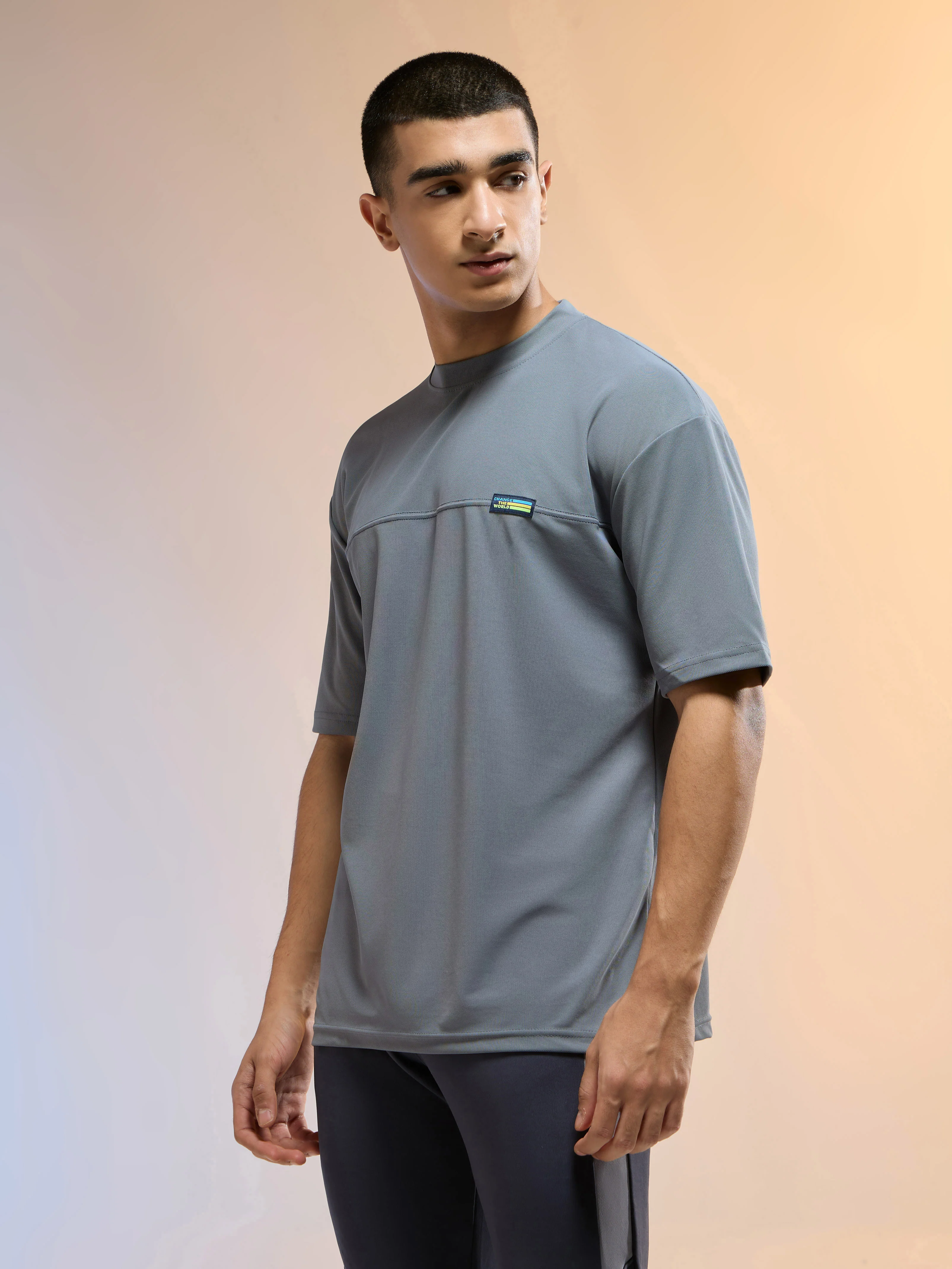 Men Solid Oversized Round Neck Sports T-shirt with MATPIQ - Image 4