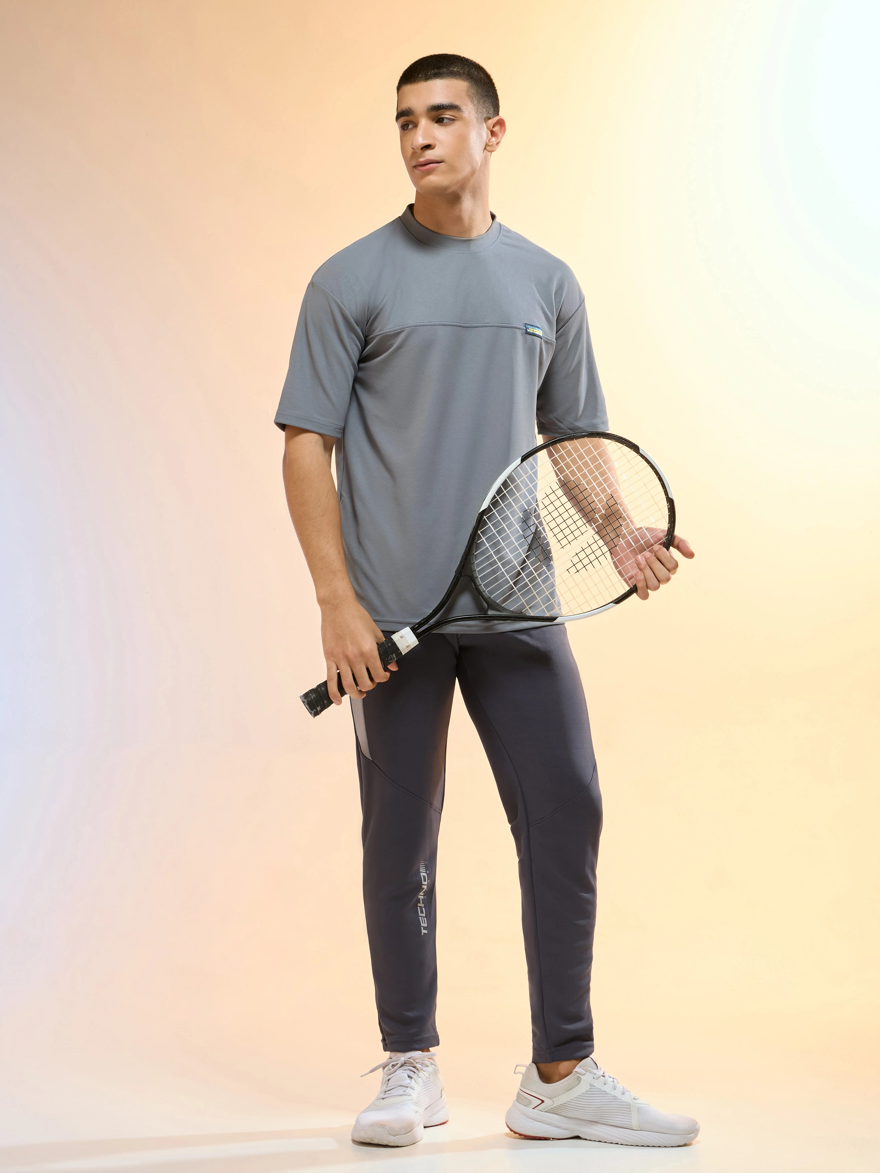 Men Solid Oversized Round Neck Sports T-shirt with MATPIQ - Image 5