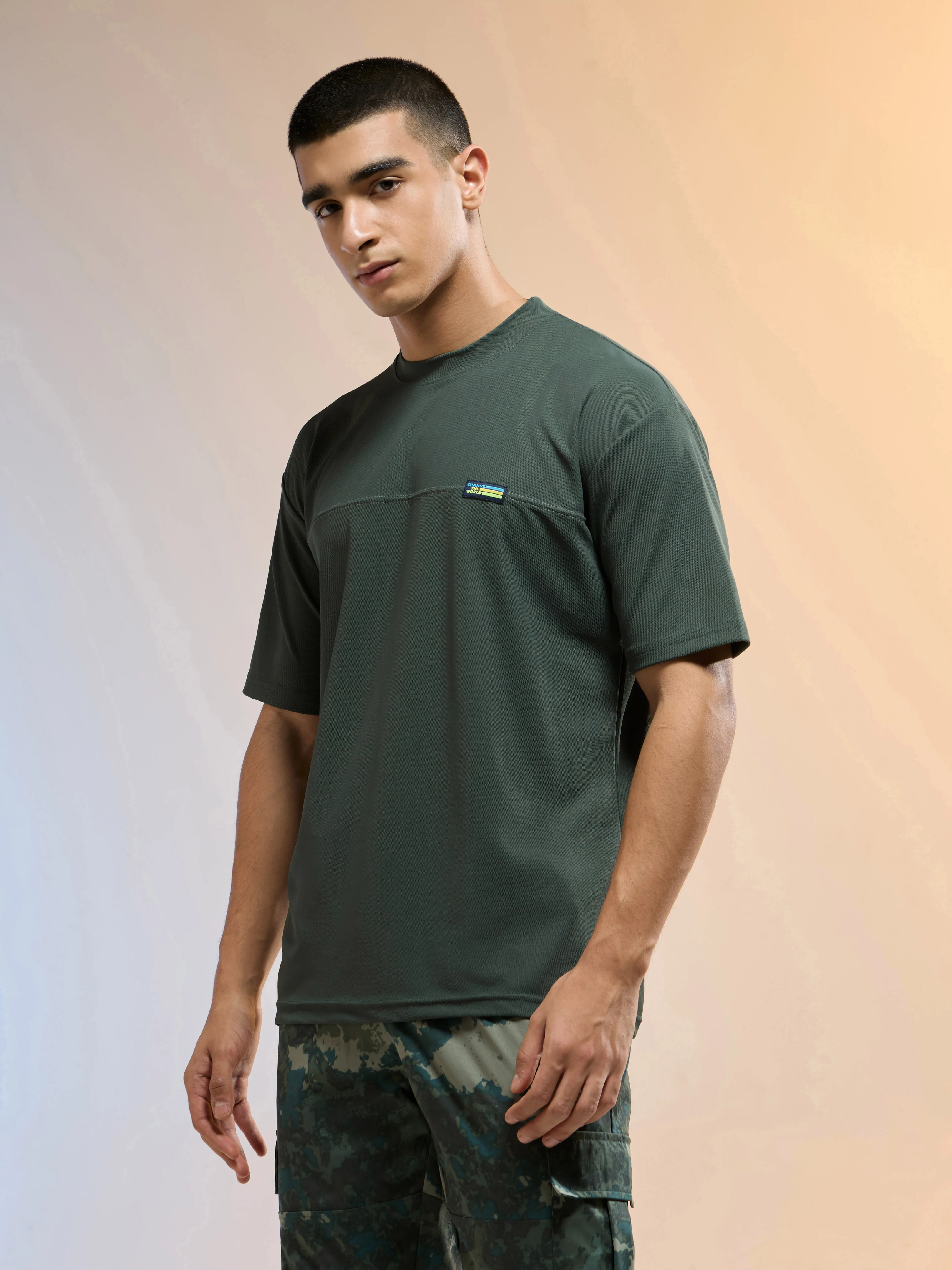 Men Solid Oversized Round Neck Sports T-shirt with MATPIQ - Image 4
