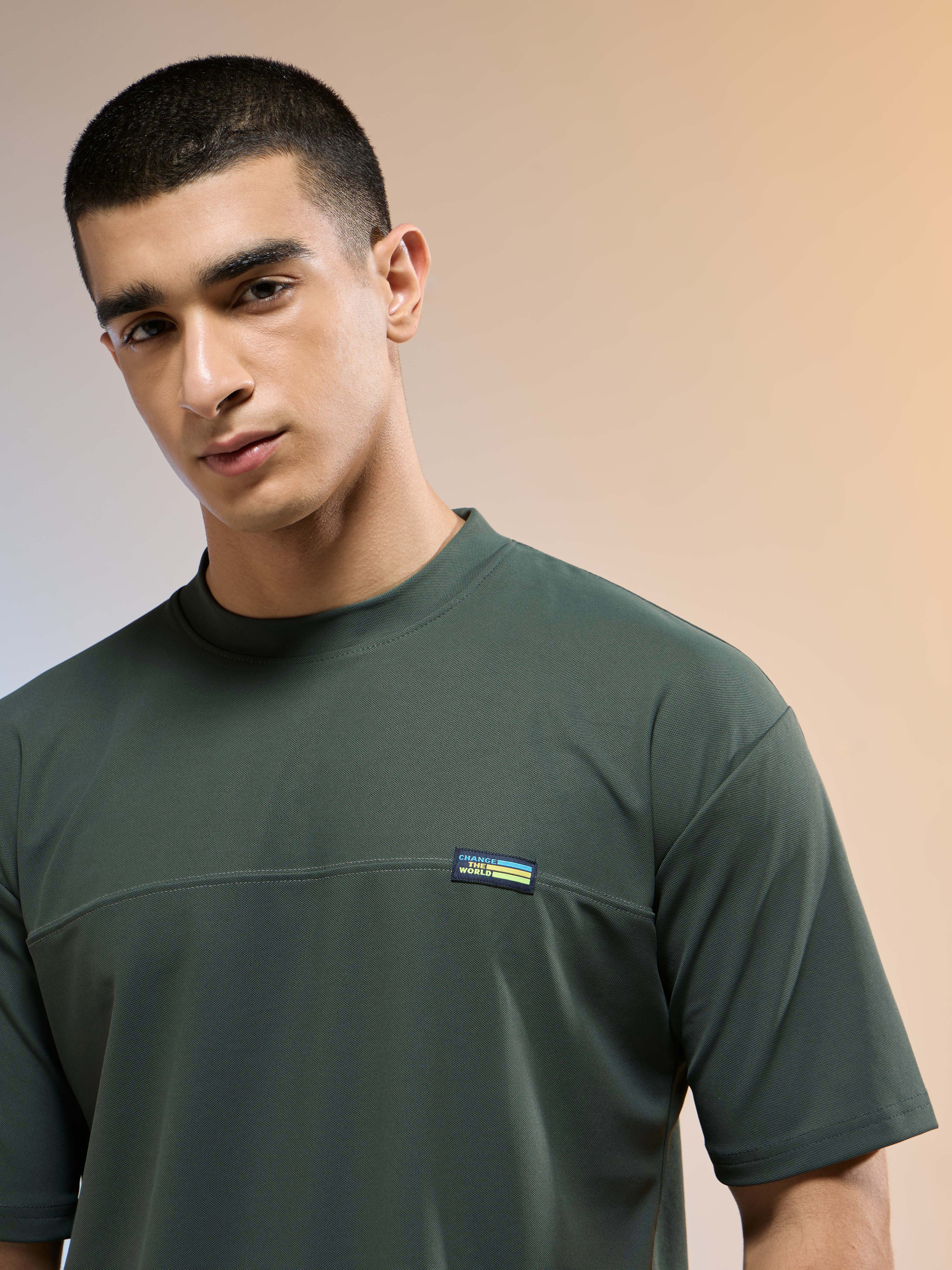 Men Solid Oversized Round Neck Sports T-shirt with MATPIQ - Image 6