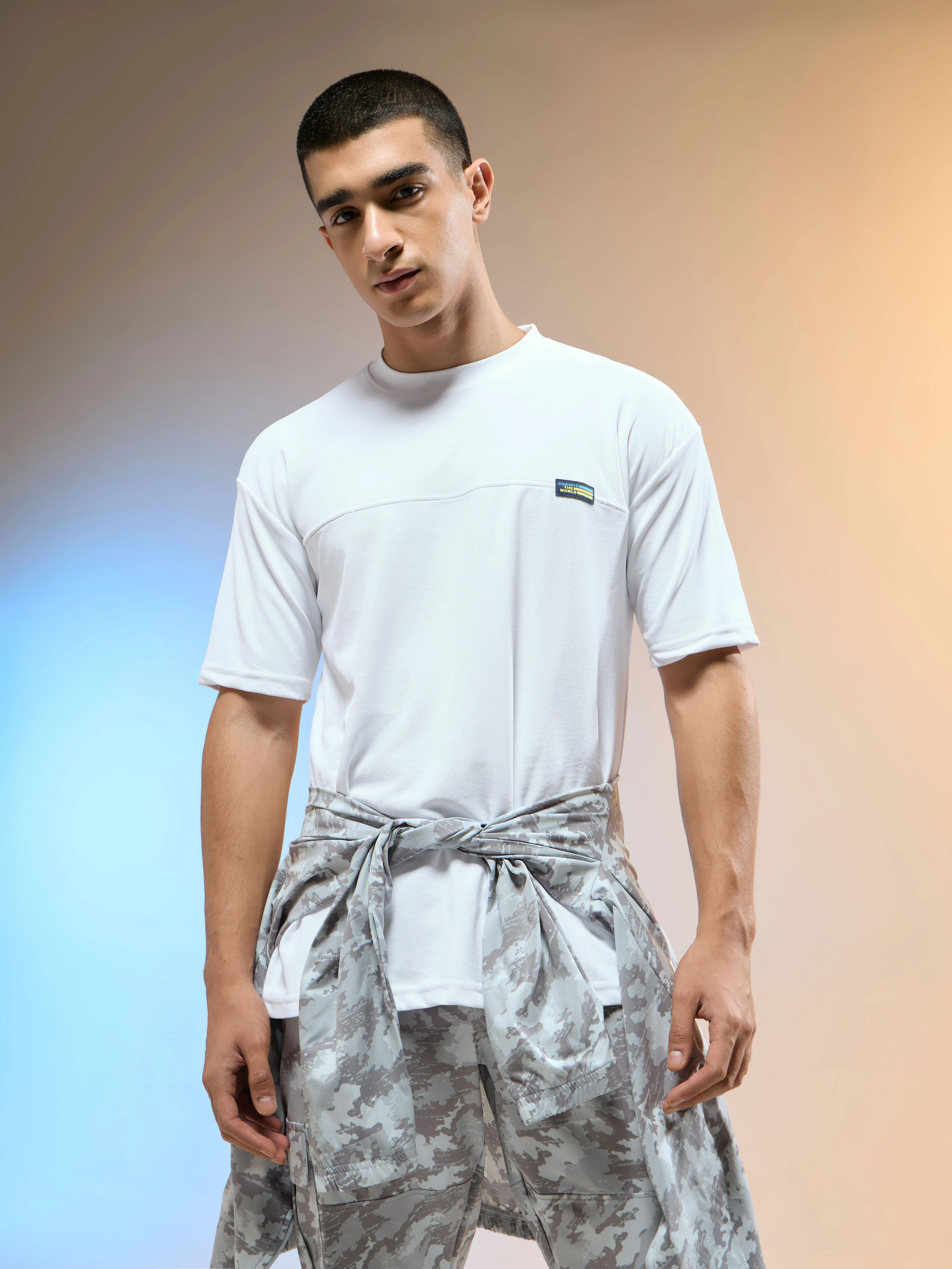 Men Solid Oversized Round Neck Sports T-shirt with MATPIQ