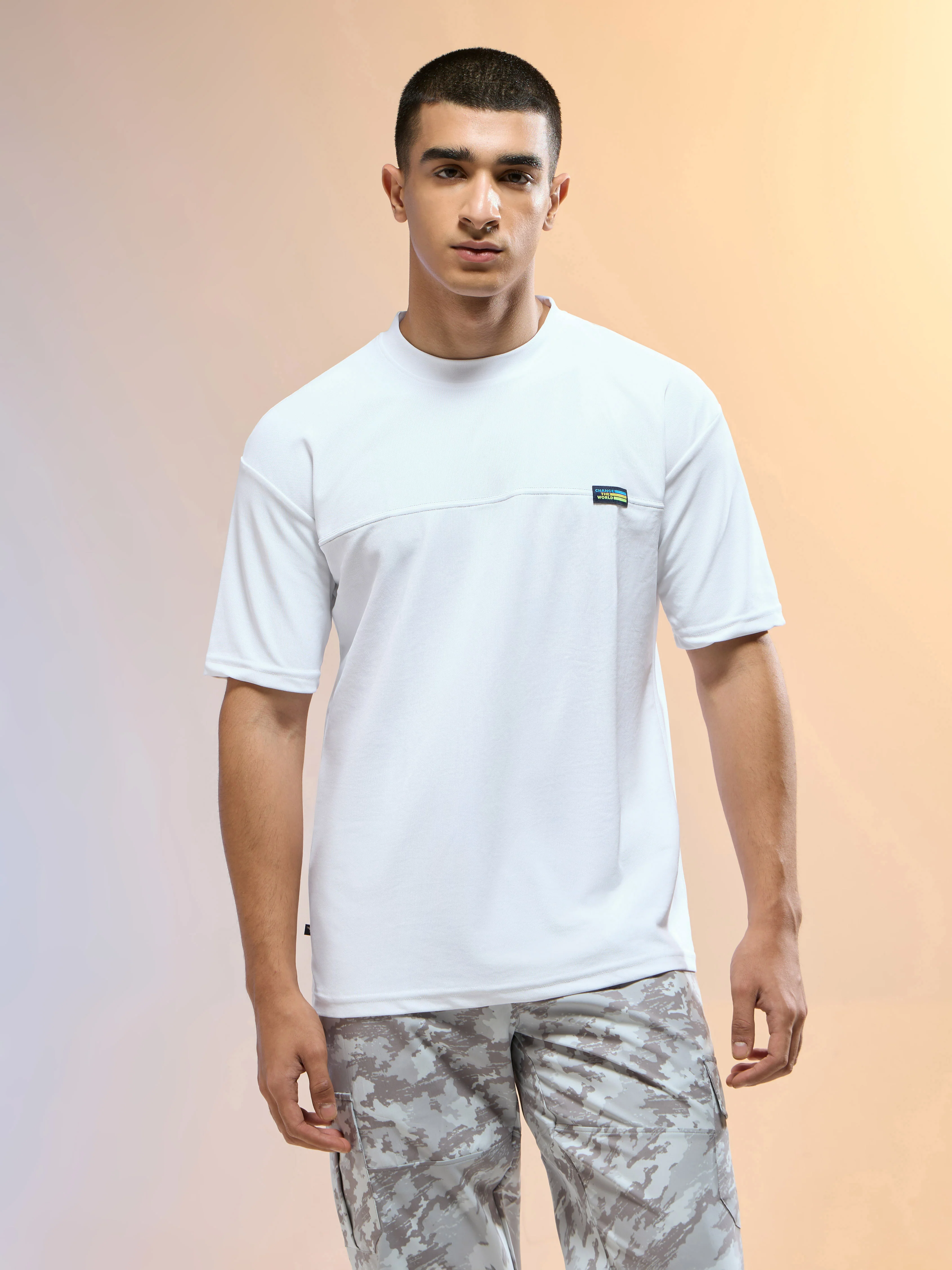 Men Solid Oversized Round Neck Sports T-shirt with MATPIQ - Image 2