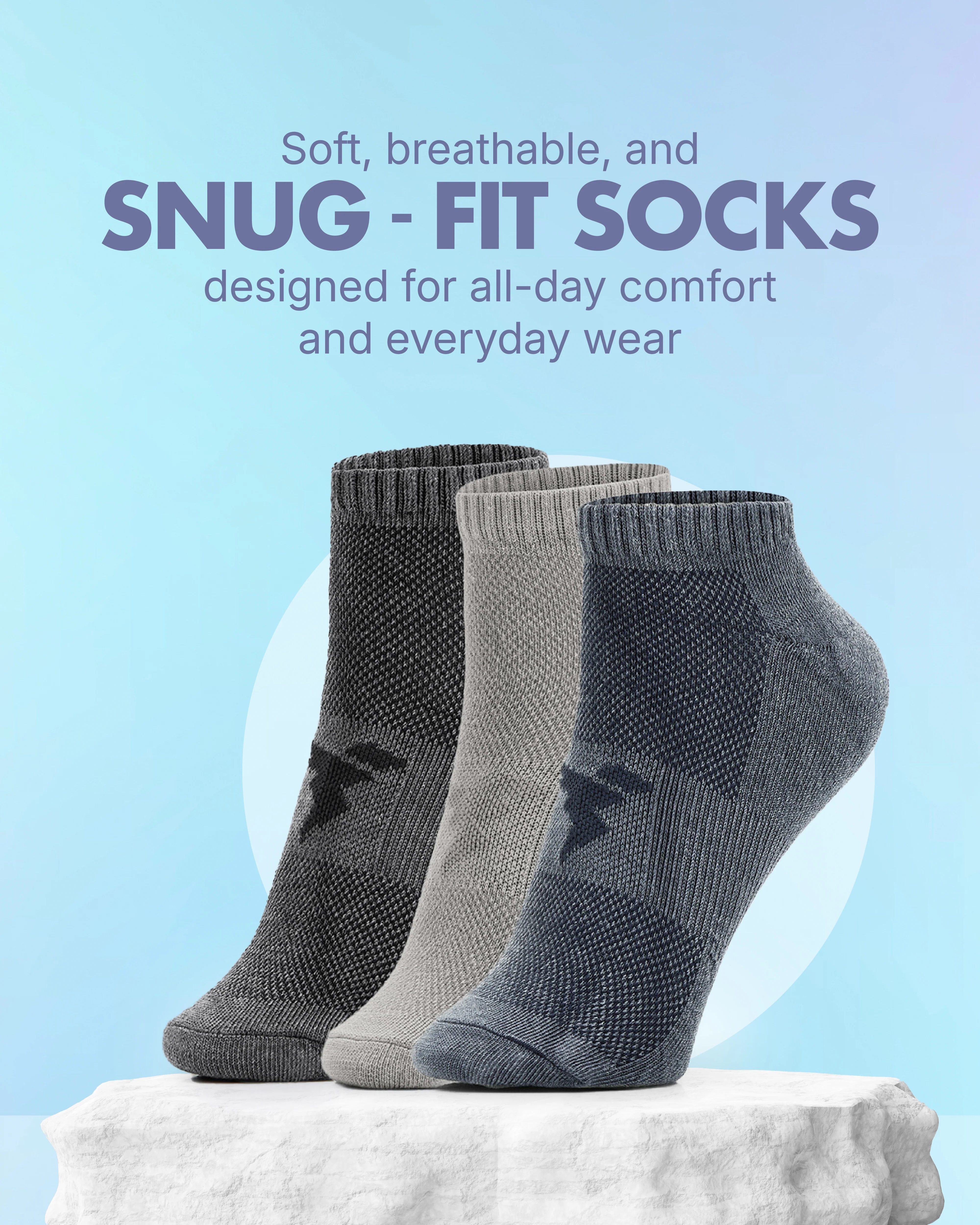Men Solid Pack of 3 Socks with VENTMESH - Image 4