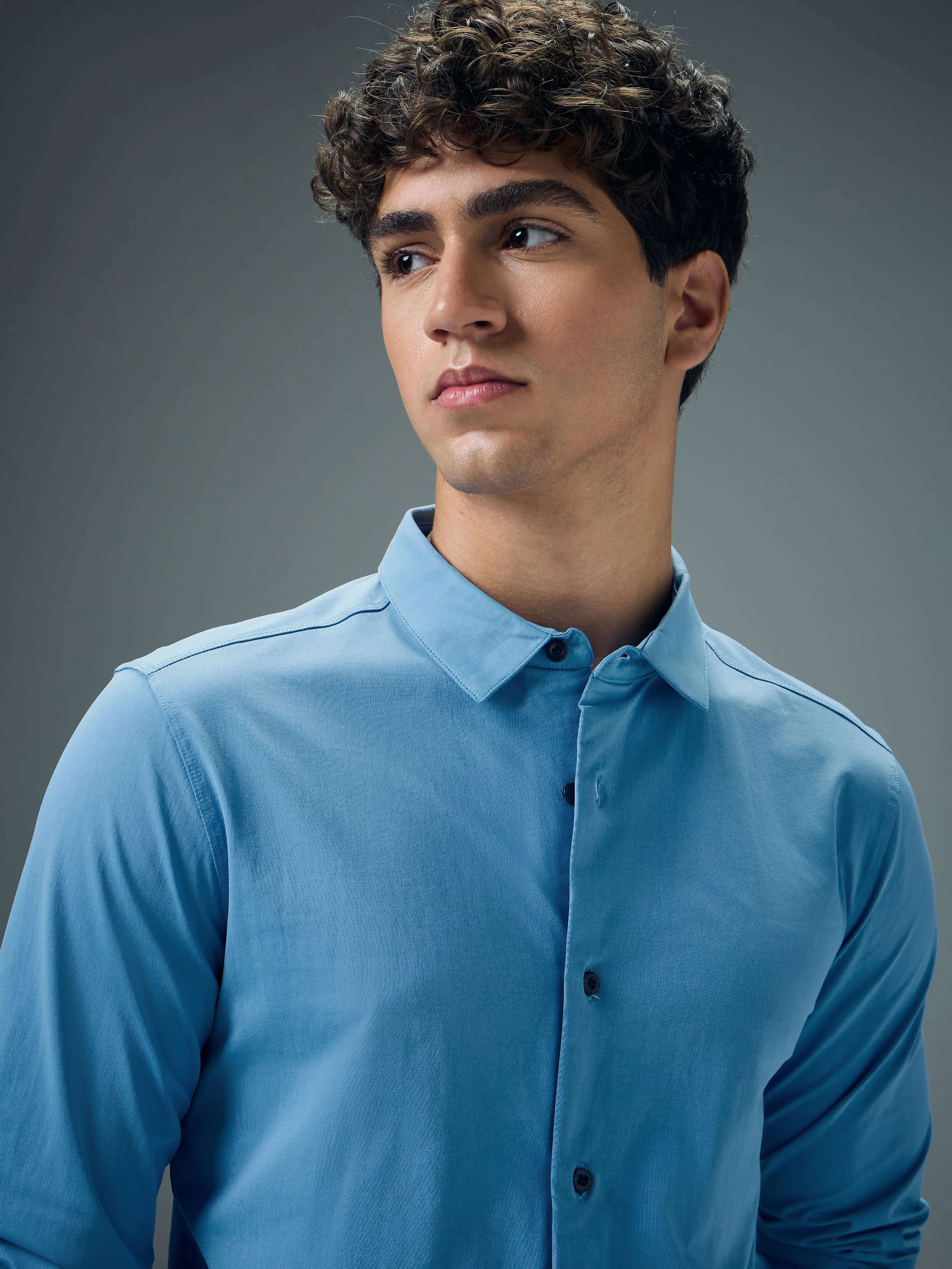 Men Solid Regular Fit Spread Collar Casual Shirt with COTFLEX - Image 6
