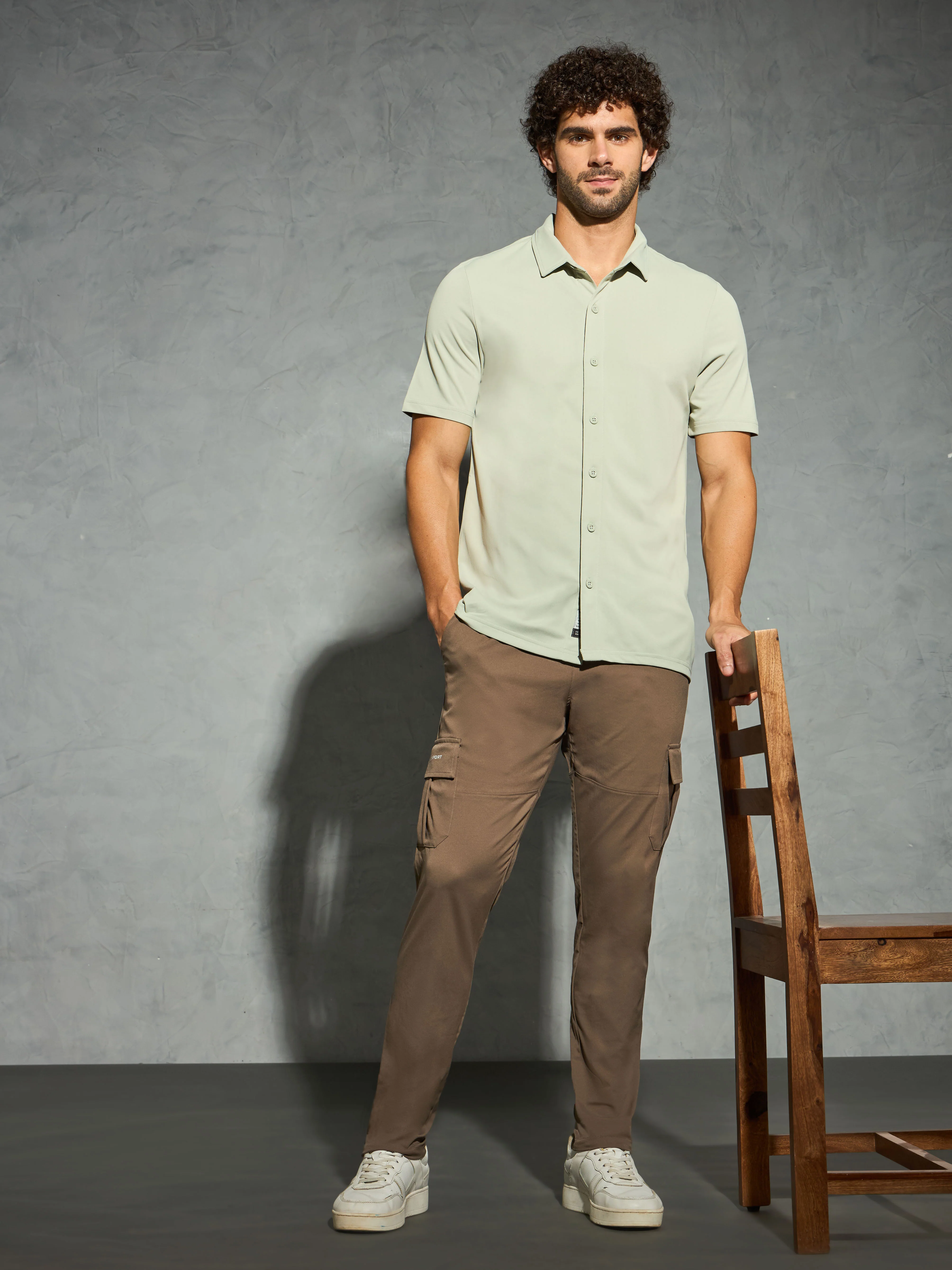 Men Solid Regular Fit Spread Collar Shirt with TECHNO COOL+ - Image 5