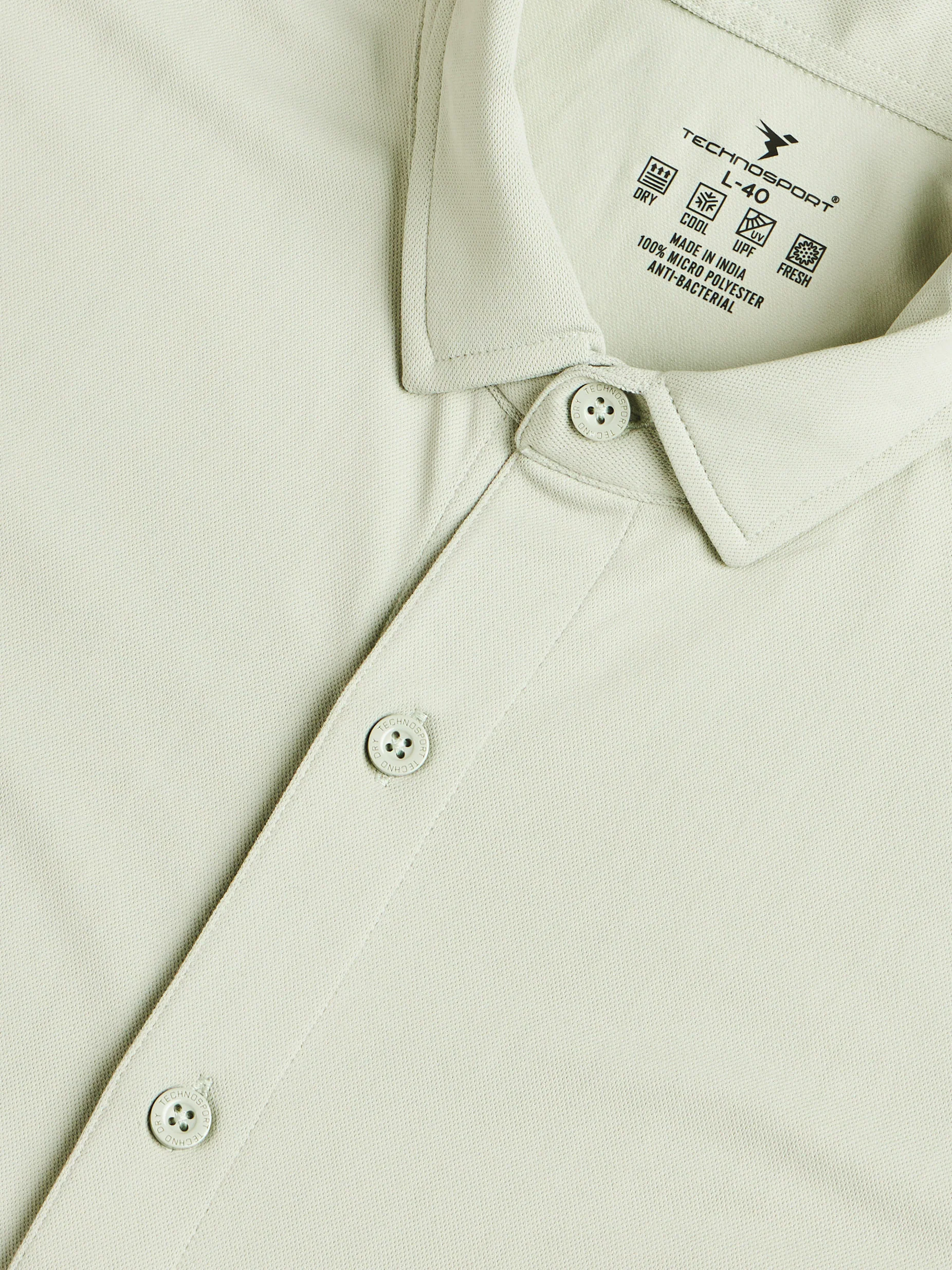 Men Solid Regular Fit Spread Collar Shirt with TECHNO COOL+ - Image 7