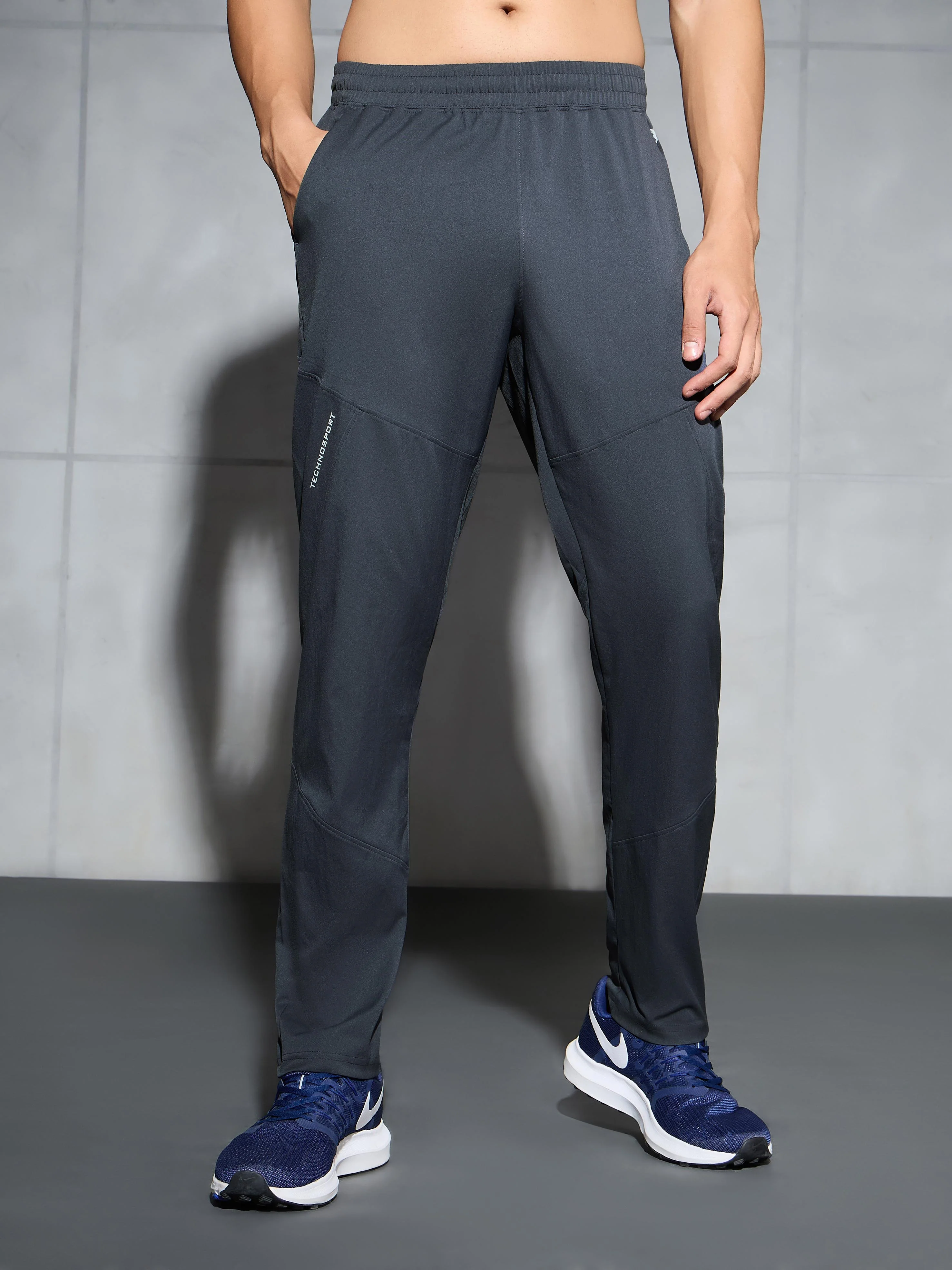 Men Solid Regular Fit Trackpants with TS FLEXI - Image 2