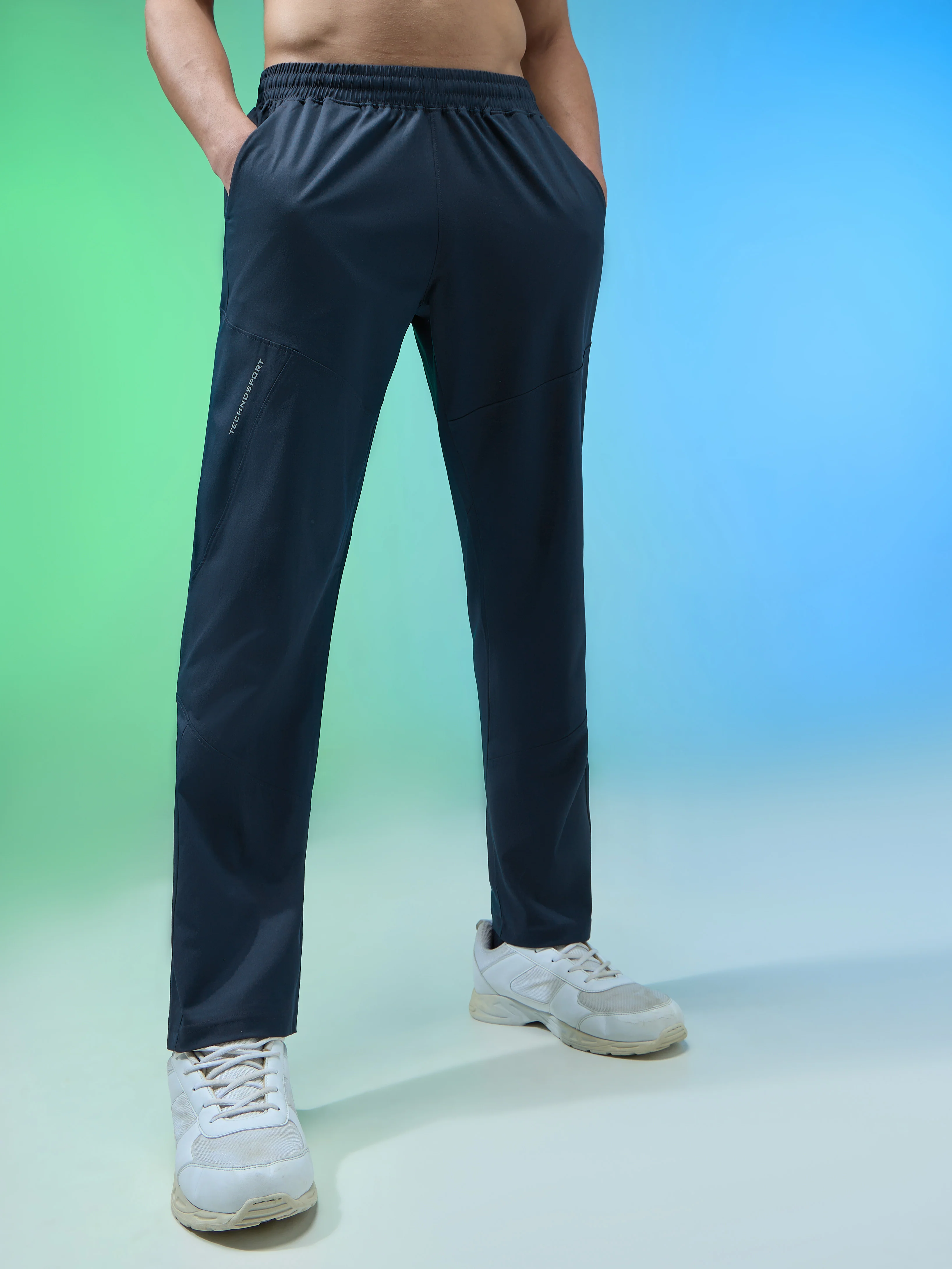 Men Solid Regular Fit Trackpants with TS FLEXI - Image 2