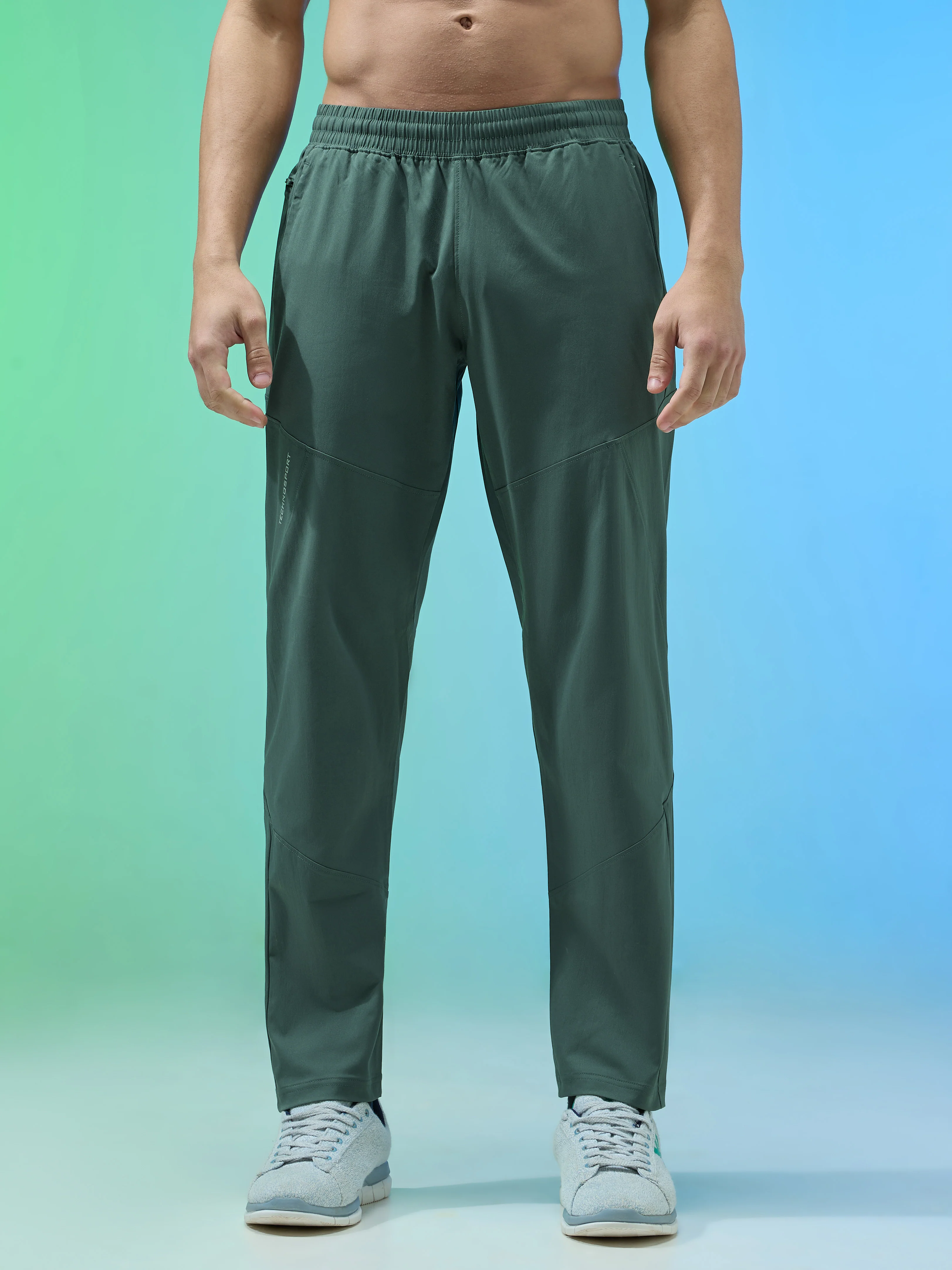Men Solid Regular Fit Trackpants with TS FLEXI - Image 2