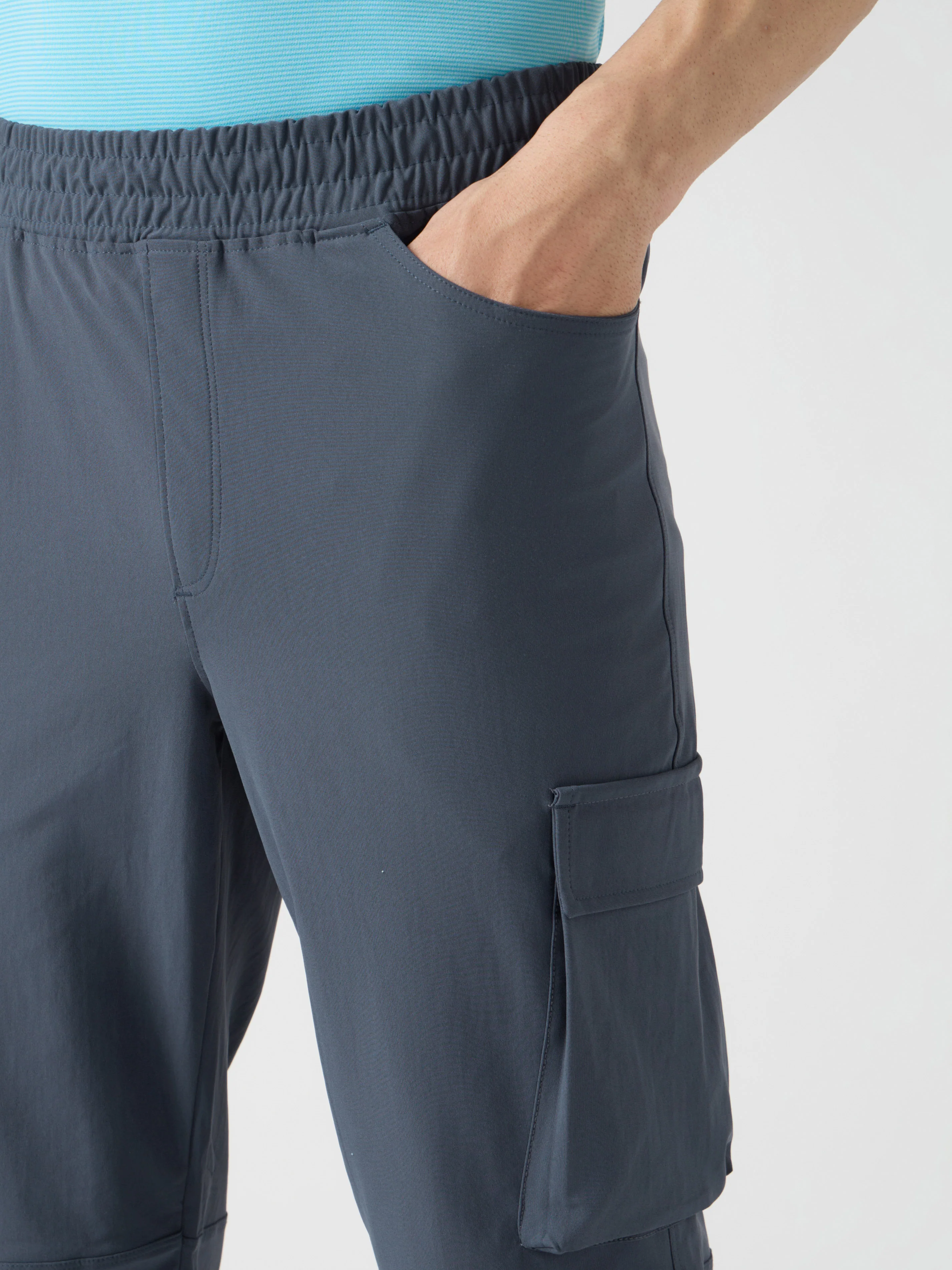 Men Solid Relax Fit 6 Pocket Cargo Trackpants with DURACOOL+ - Image 6