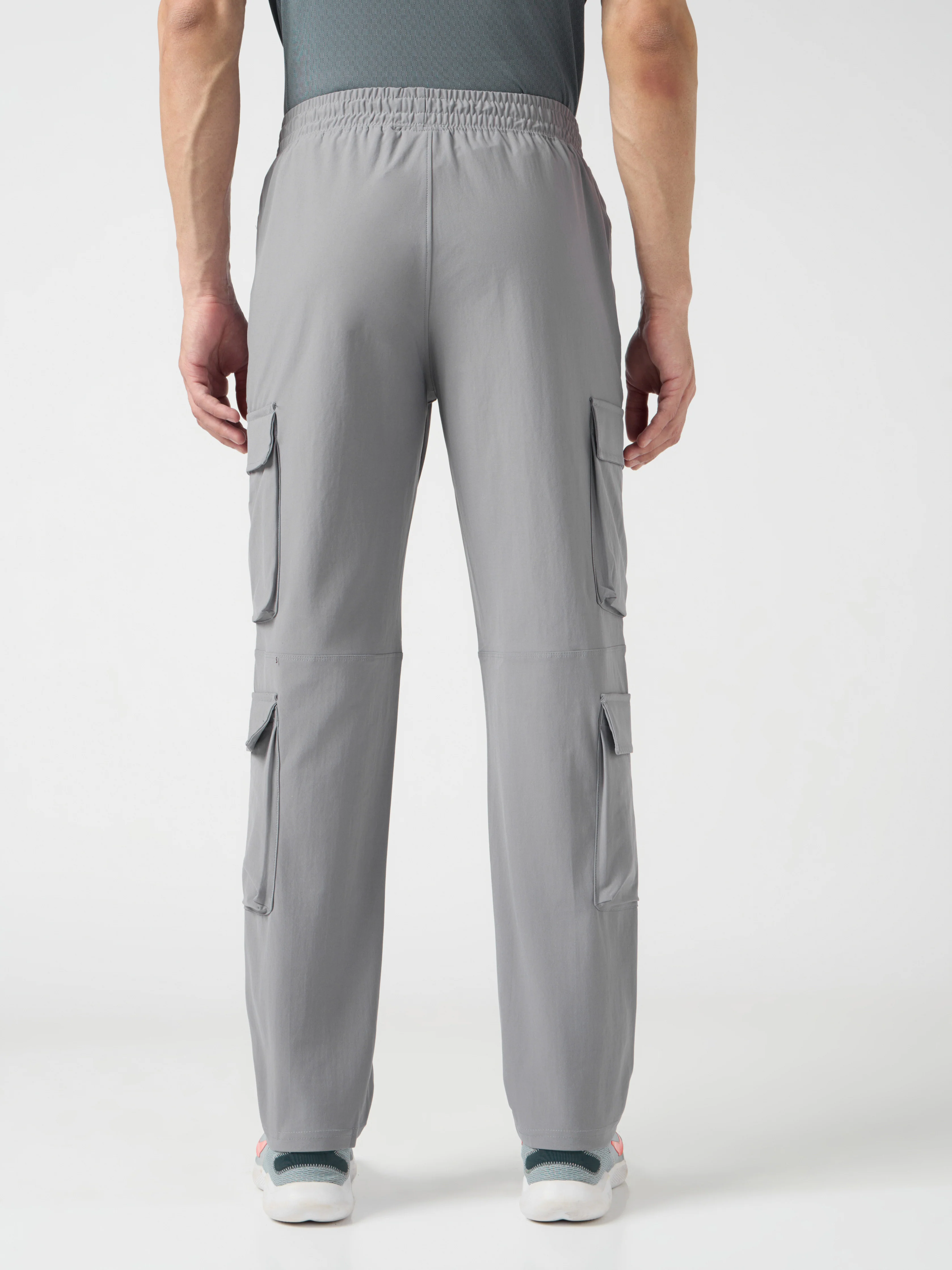Men Solid Relax Fit 6 Pocket Cargo Trackpants with DURACOOL+ - Image 3