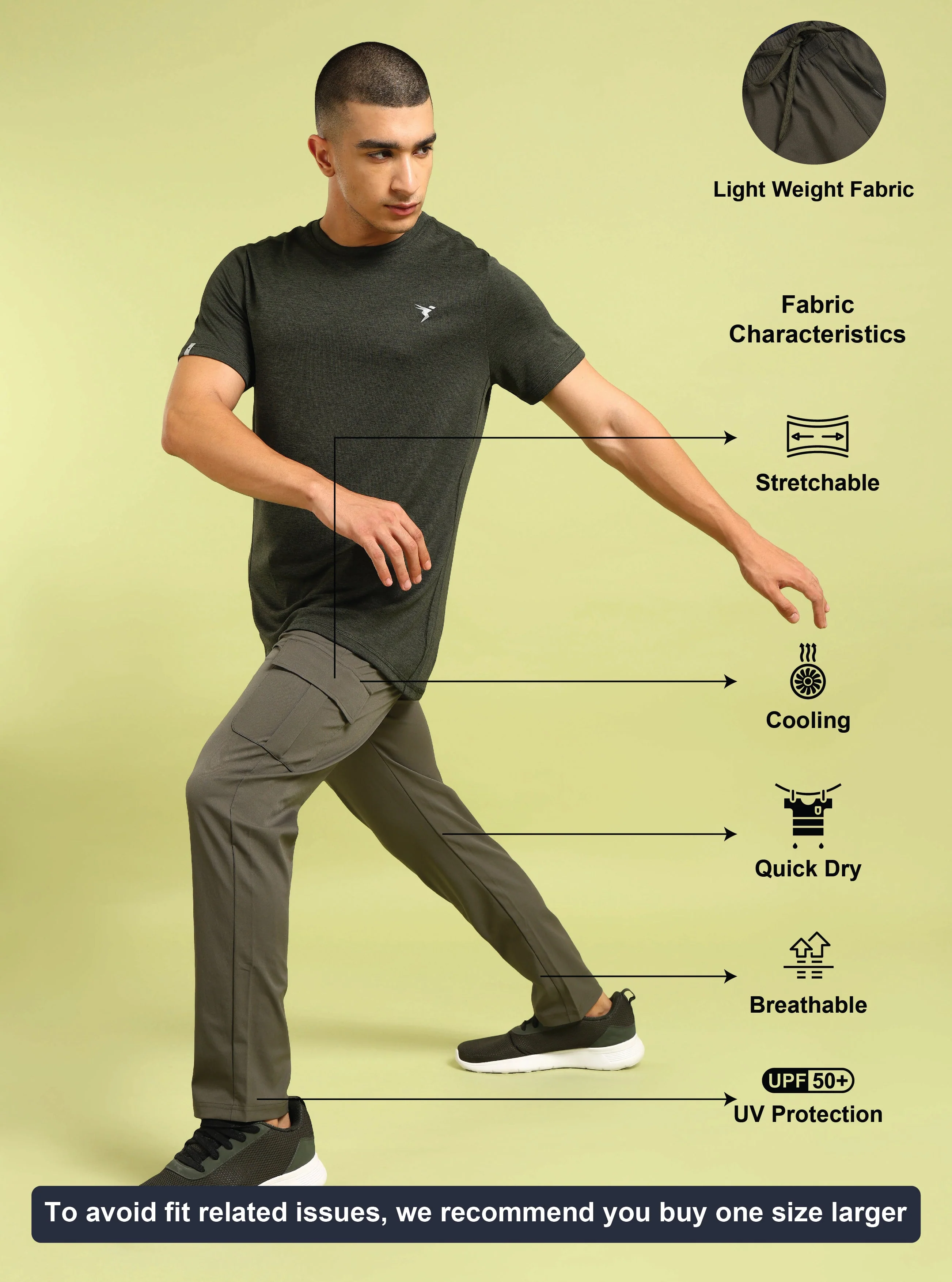Men Solid Relax Fit Sports Cargo Trackpants with TS FLEXI - Image 4