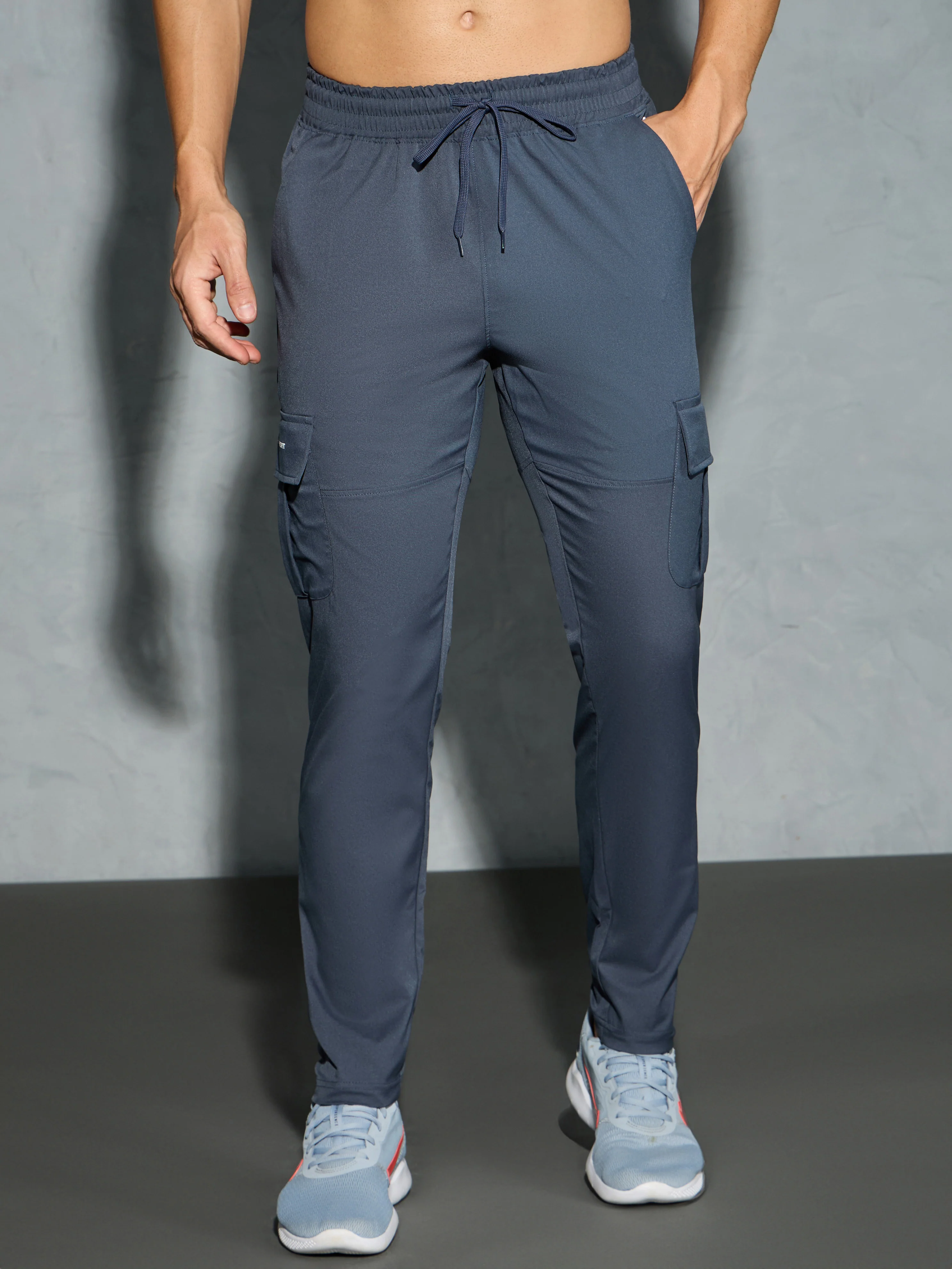 Men Solid Relax Fit Sports Cargo Trackpants with TS FLEXI - Image 2