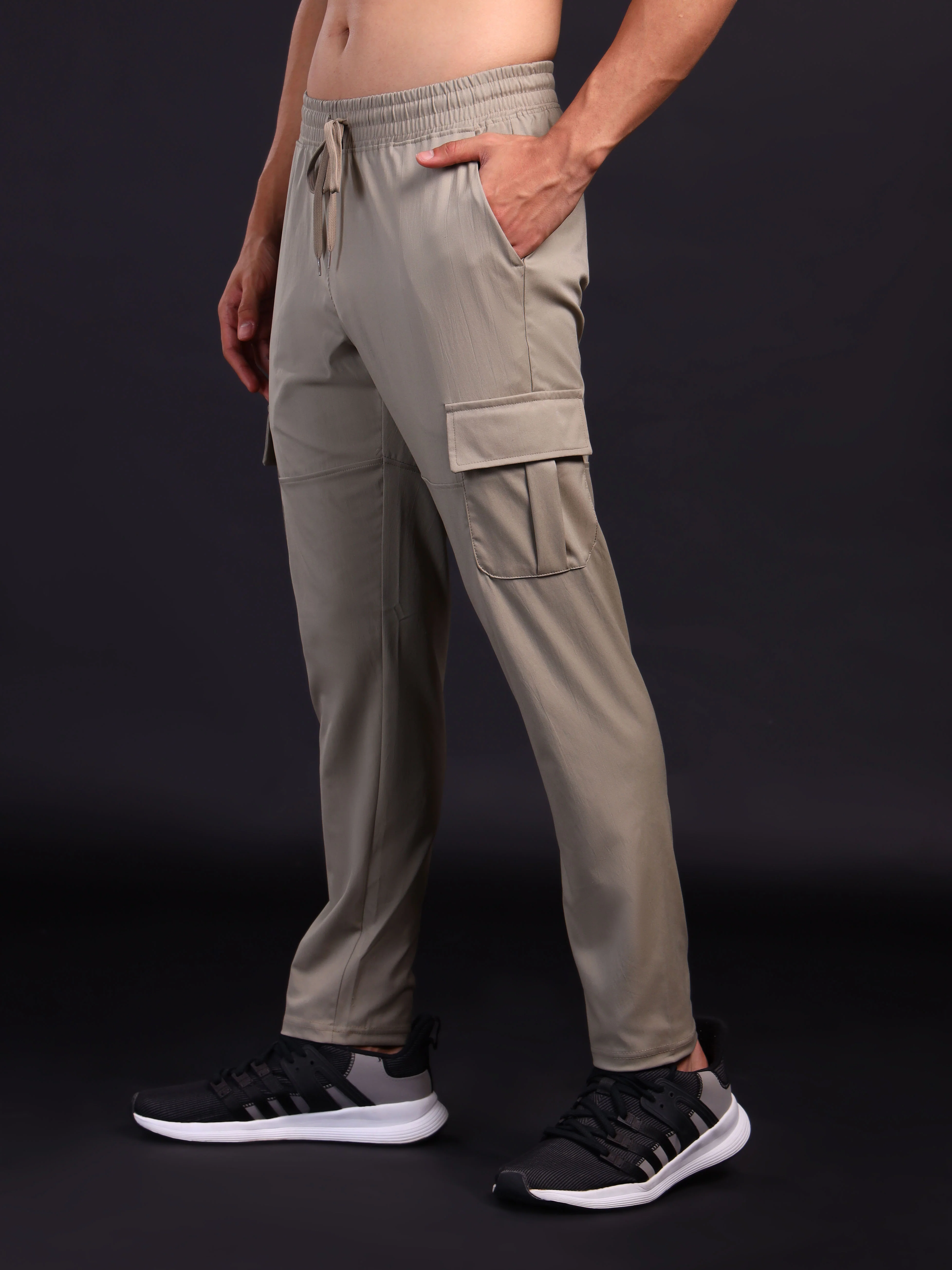 Men Solid Relax Fit Sports Cargo Trackpants with TS FLEXI - Image 4