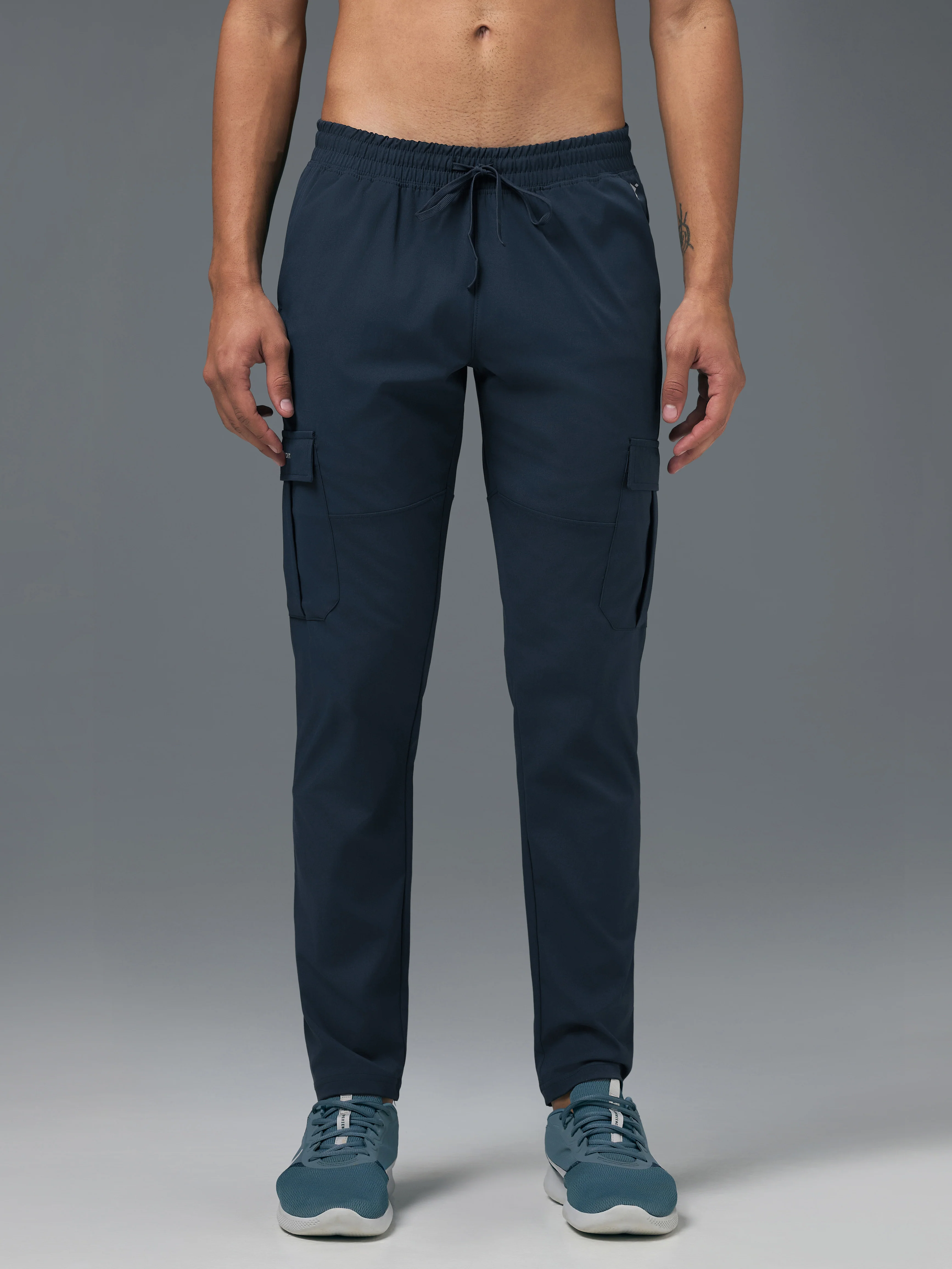 Men Solid Relax Fit Sports Cargo Trackpants with TS FLEXI - Image 2