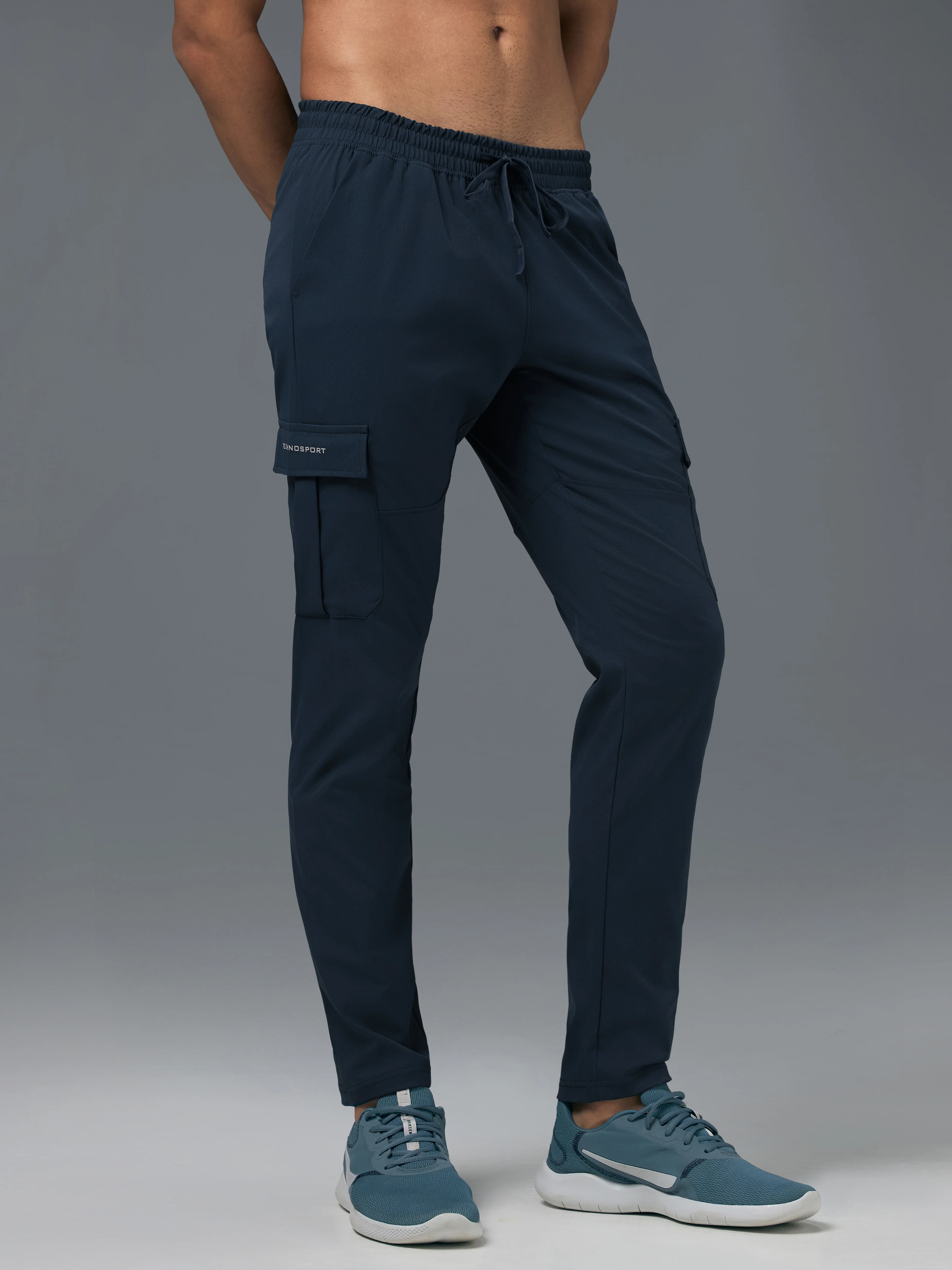 Men Solid Relax Fit Sports Cargo Trackpants with TS FLEXI - Image 4
