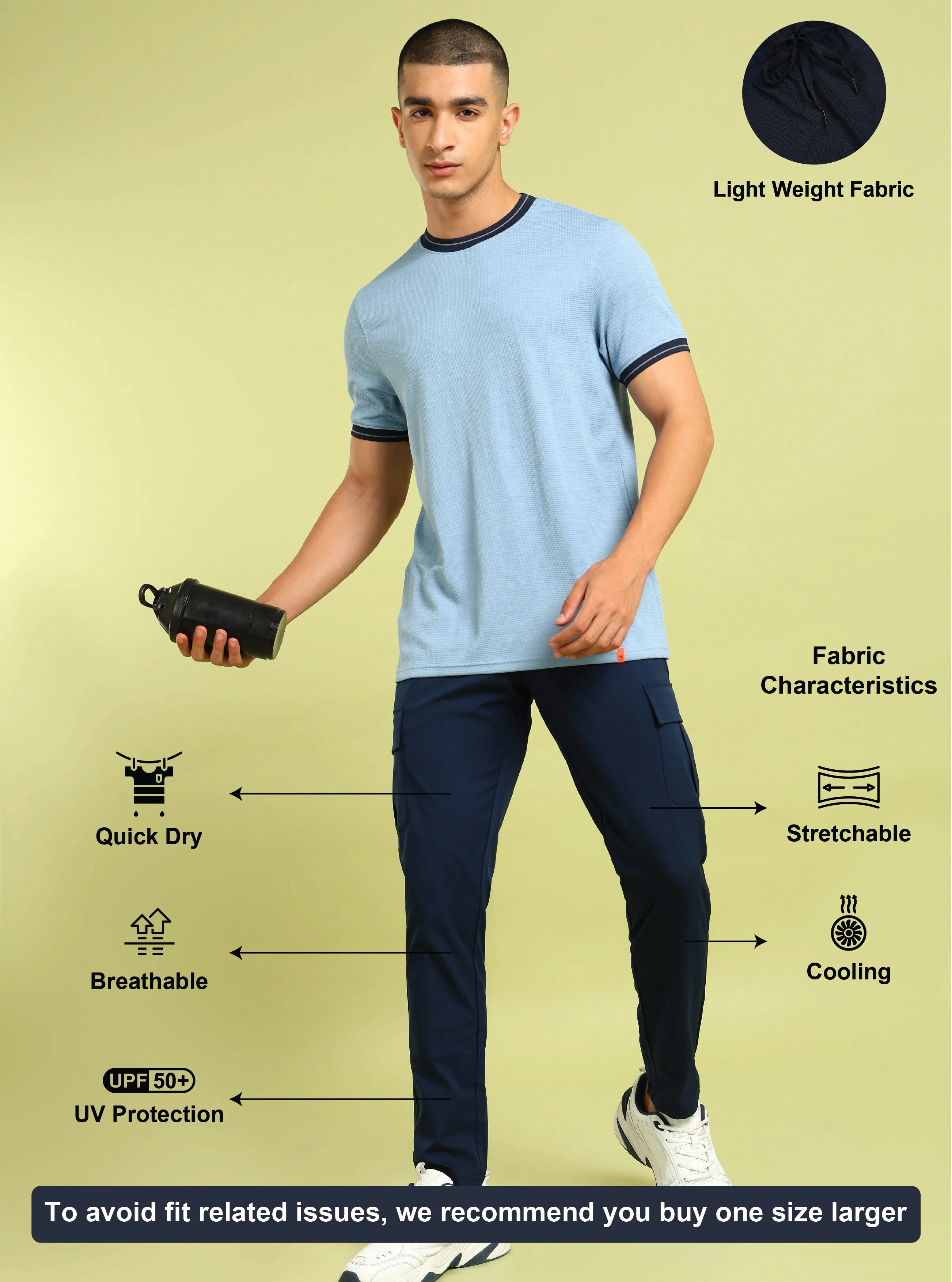 Men Solid Relax Fit Sports Cargo Trackpants with TS FLEXI - Image 4