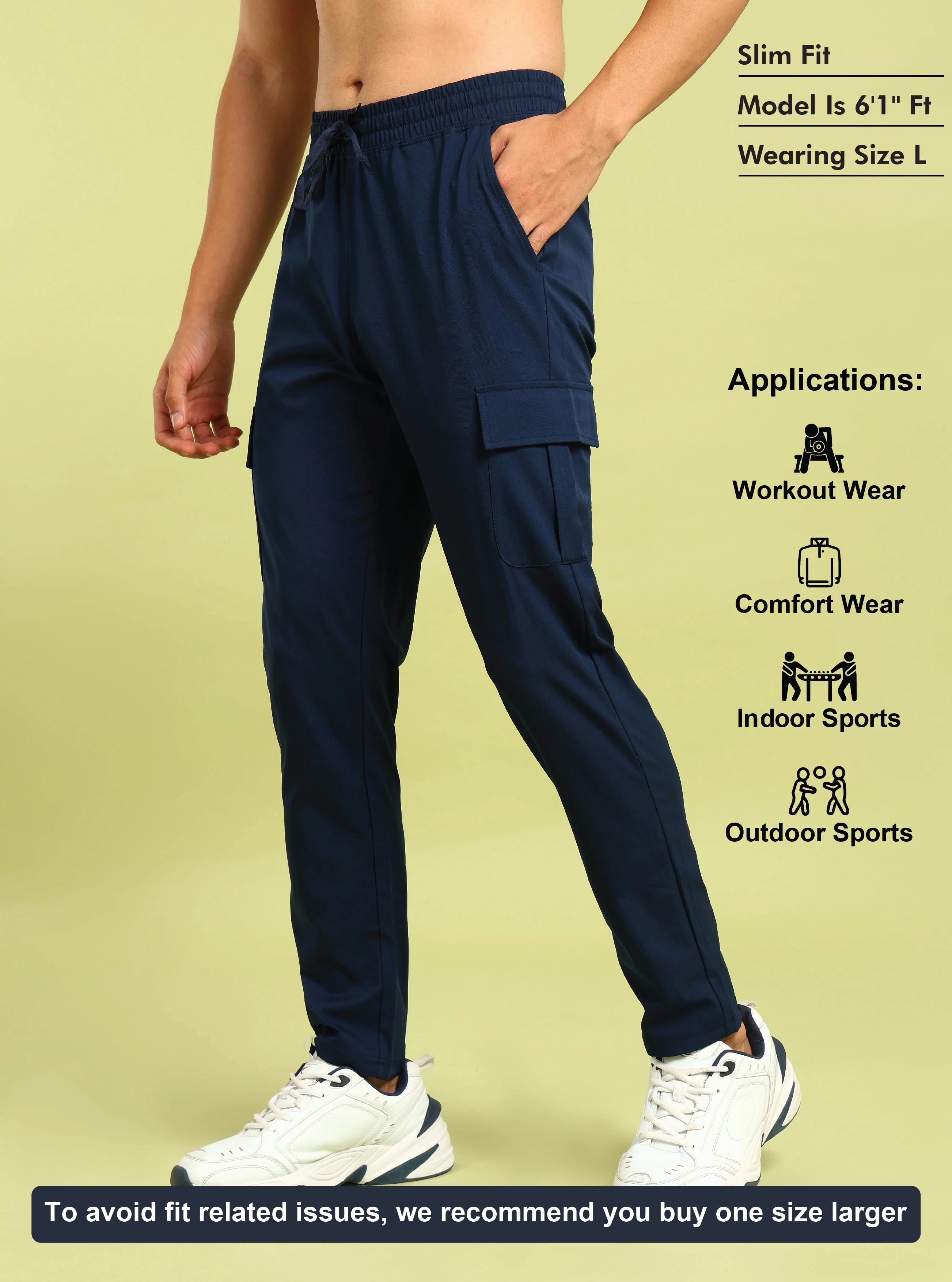 Men Solid Relax Fit Sports Cargo Trackpants with TS FLEXI - Image 5